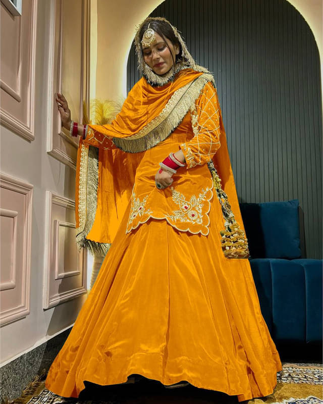     			VYOM EMPORIO Women Silk Embroidered Straight Kurti With Sharara And Gharara ( Yellow )