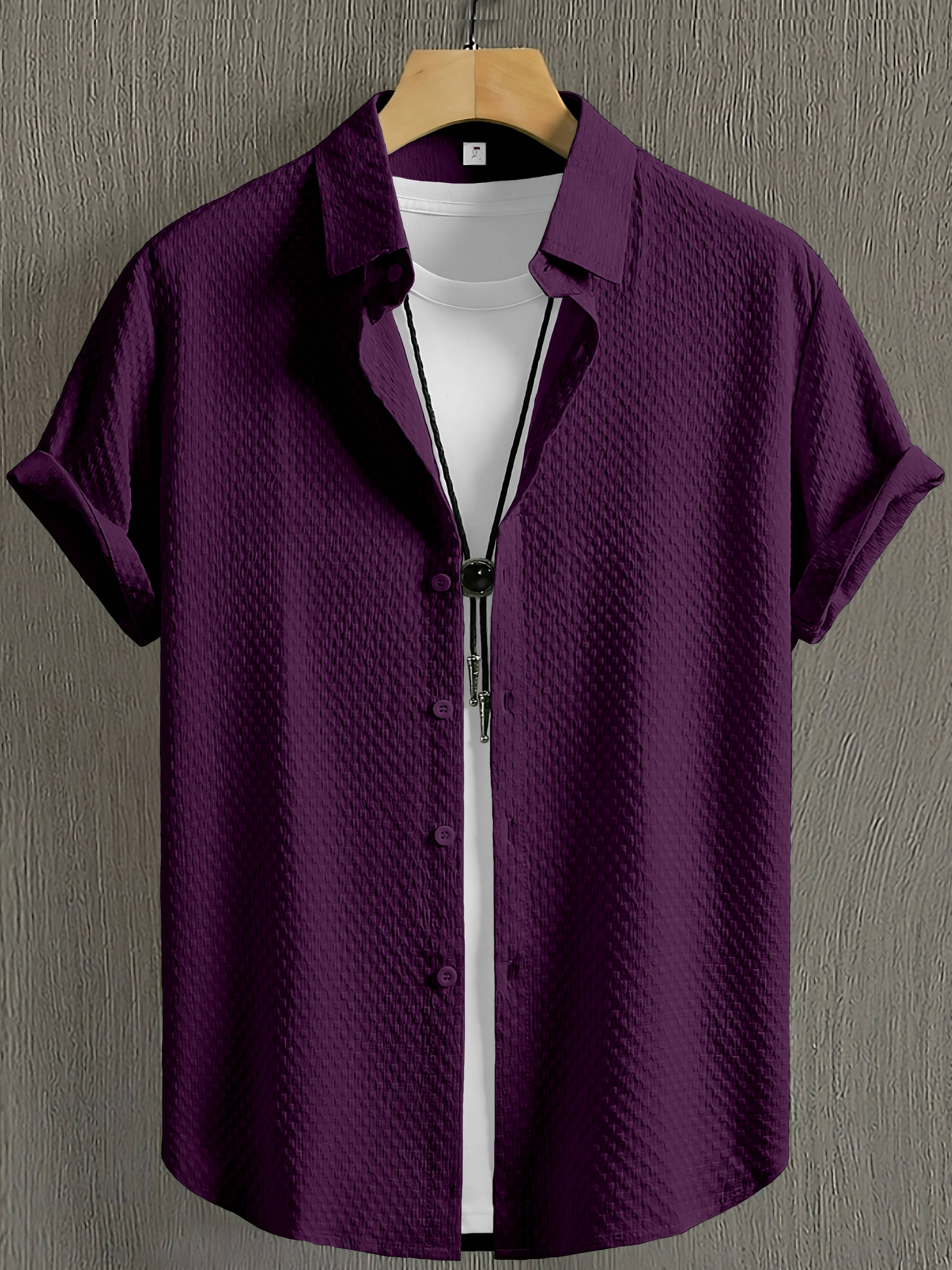     			WEBRIC Cotton Blend Regular Fit Solids Half Sleeves Men's Casual Shirt - Purple ( Pack of 1 )