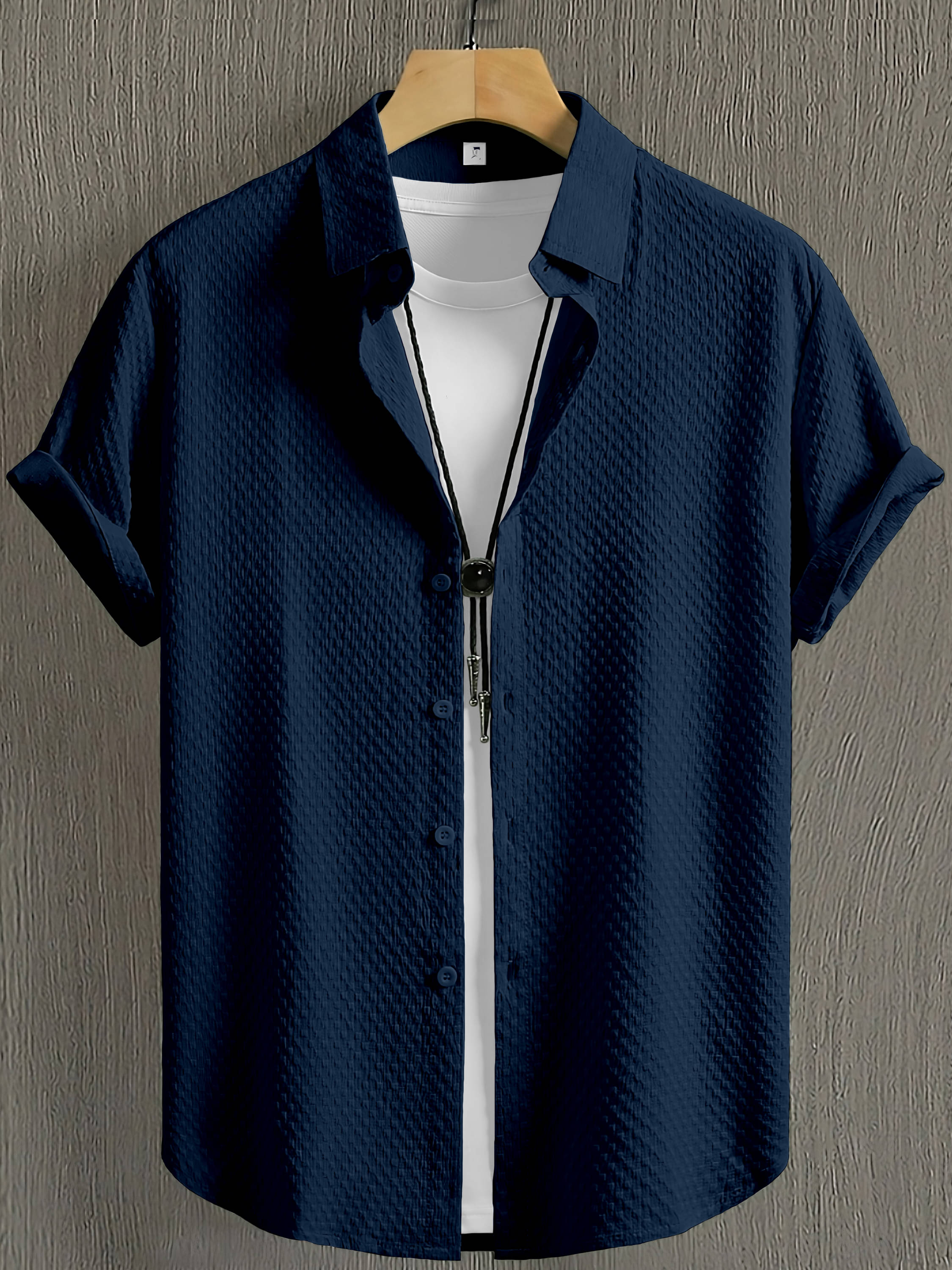 WEBRIC Cotton Blend Regular Fit Solids Half Sleeves Men's Casual Shirt - Navy ( Pack of 1 ) WEBRIC Cotton Blend Regular Fit Solids Half Sleeves Men's Casual Shirt - Navy ( Pack of 1 )