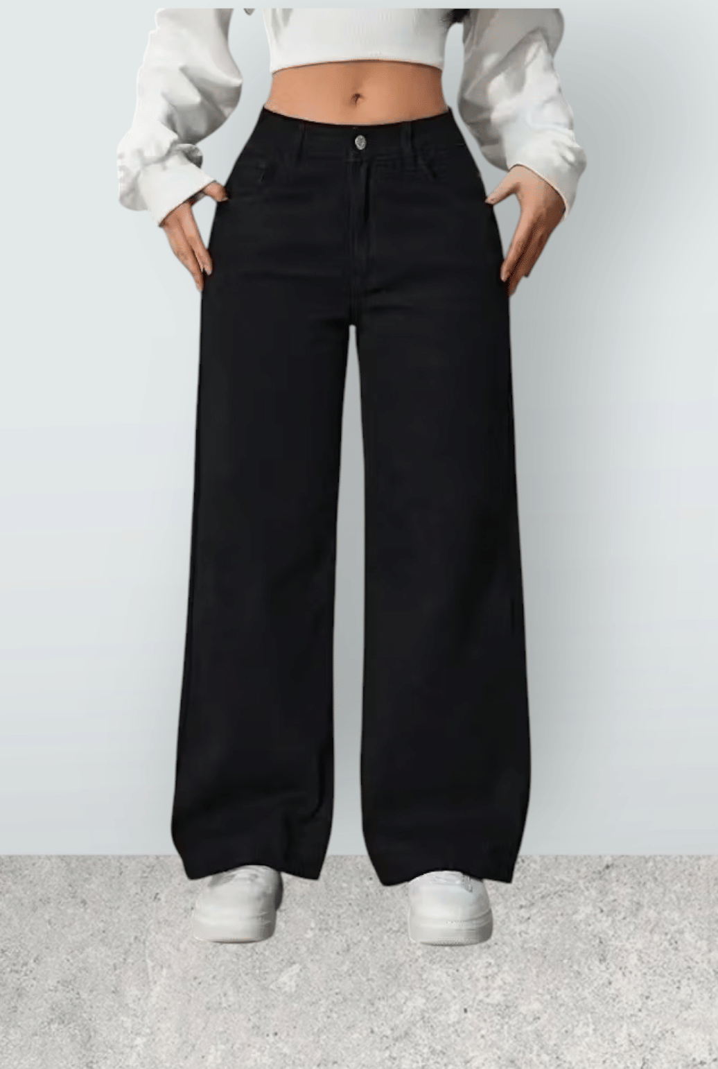 WOOMNY Women Wide Leg Waist Jeans WOOMNY Women Wide Leg Waist Jeans