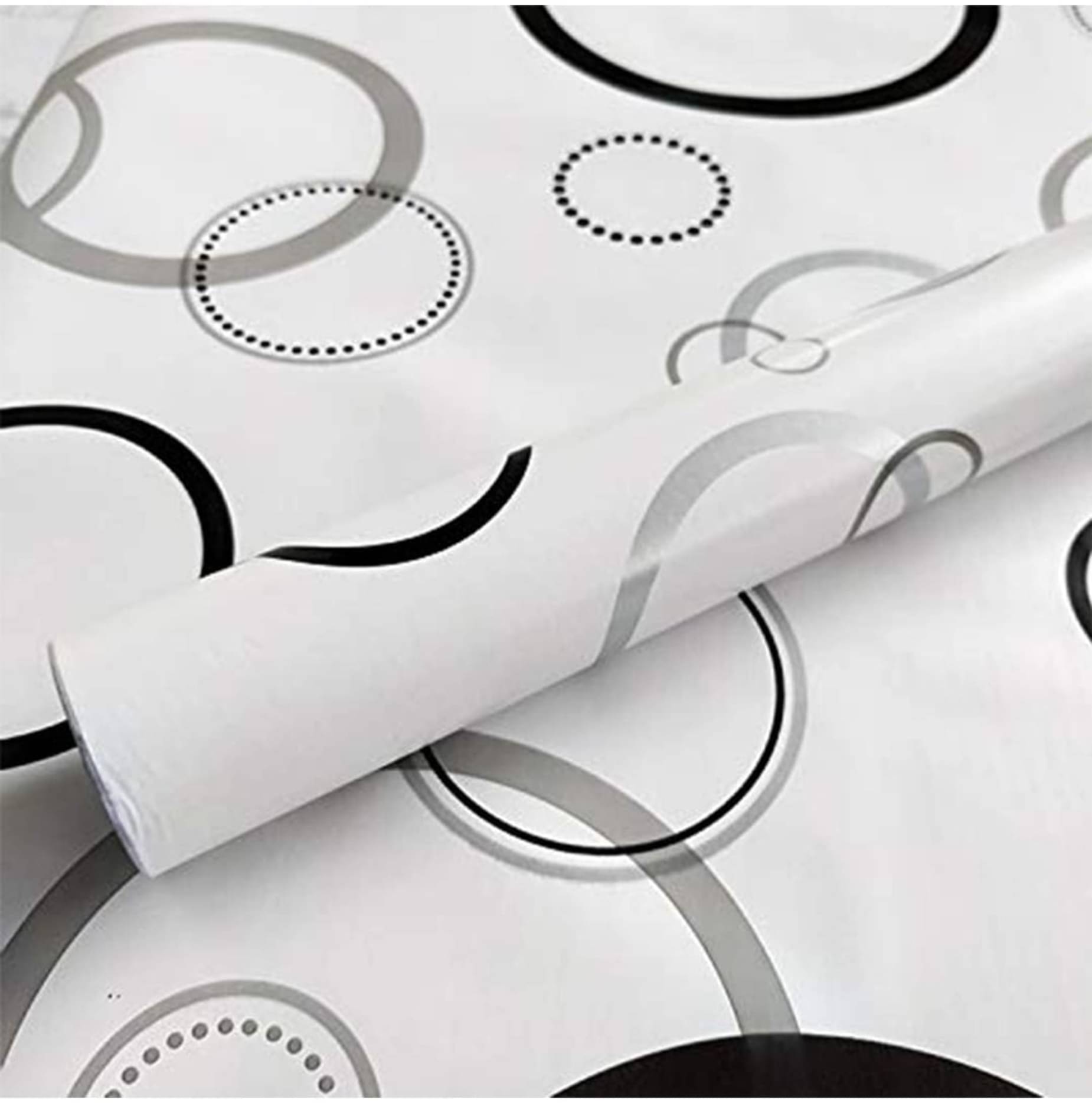WRUNJI WHITE PAPER BLACK RING MARBLE WALLPAPER FOR HOME (45 X 500 CN) PACK OF 1 WRUNJI WHITE PAPER BLACK RING MARBLE WALLPAPER FOR HOME (45 X 500 CN) PACK OF 1