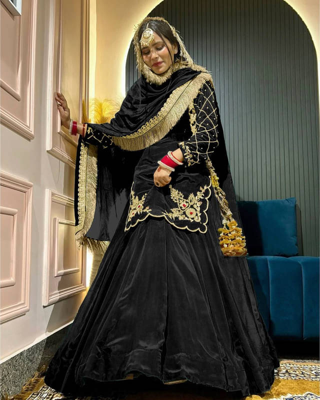 YASHASVI ENTERPRISE Women Silk Embroidered Straight Kurti With Sharara And Gharara ( Black ) YASHASVI ENTERPRISE Women Silk Embroidered Straight Kurti With Sharara And Gharara ( Black )