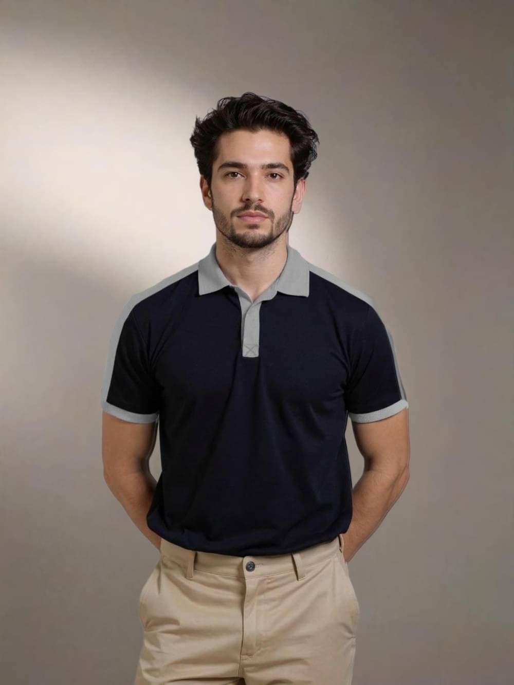     			clafoutis Men Cotton Blend Relaxed Fit Solid Polo T Shirt ( Black )