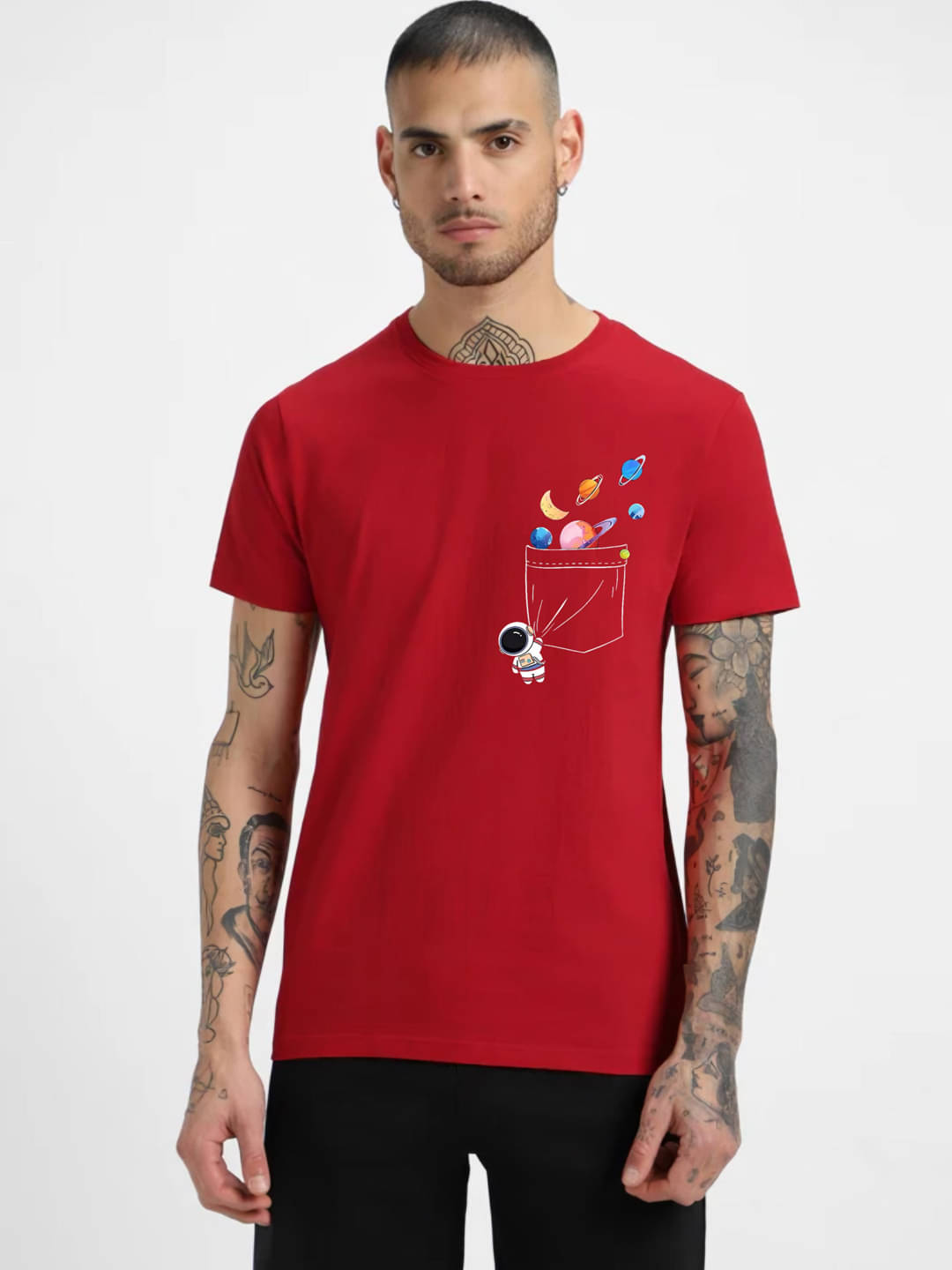     			hesha Men Cotton Regular Fit Printed T-Shirt ( Red )