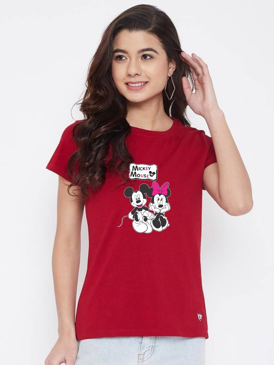     			hesha Women Cotton Printed Regular Fit Round Neck T-Shirt ( Red )