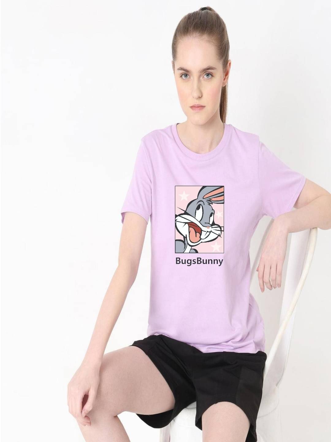     			hesha Women Cotton Printed Regular Fit Round Neck T-Shirt ( Purple )