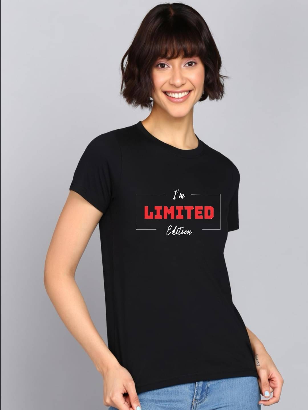     			hesha Women Cotton Printed Regular Fit Round Neck T-Shirt ( Black )