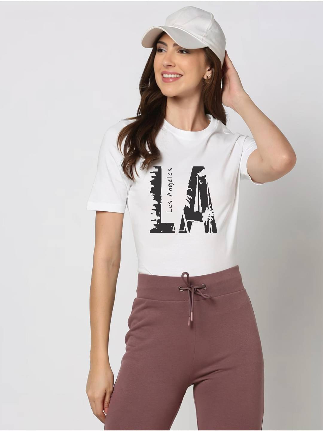     			hesha Women Cotton Printed Regular Fit Round Neck T-Shirt ( White )