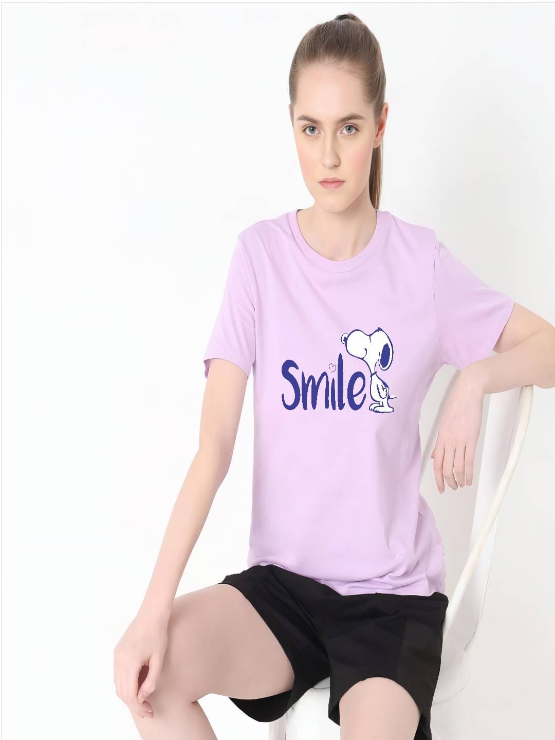     			hesha Women Cotton Printed Regular Fit Round Neck T-Shirt ( Purple )