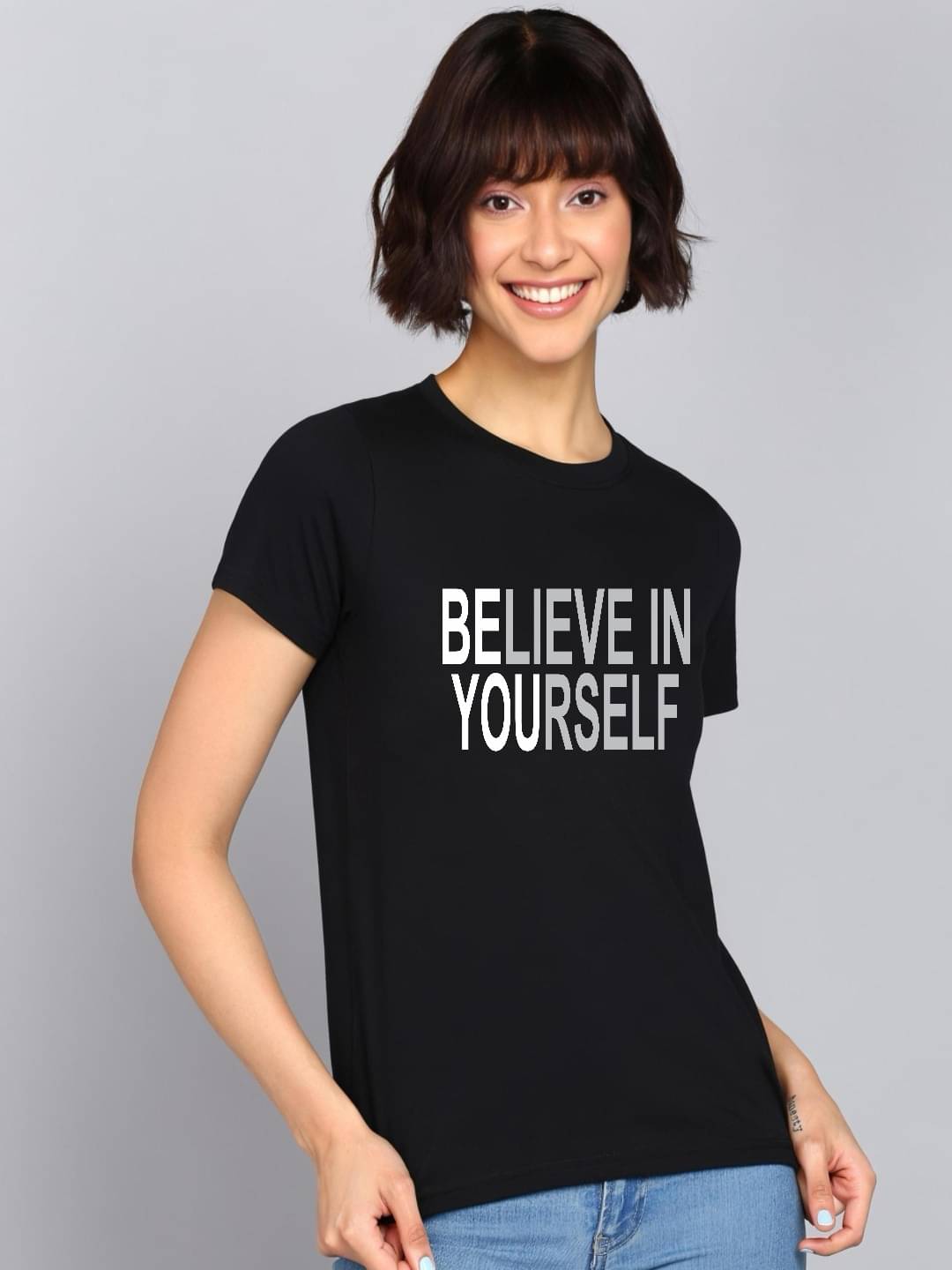hesha Women Cotton Printed Regular Fit Round Neck T-Shirt ( Black ) hesha Women Cotton Printed Regular Fit Round Neck T-Shirt ( Black )