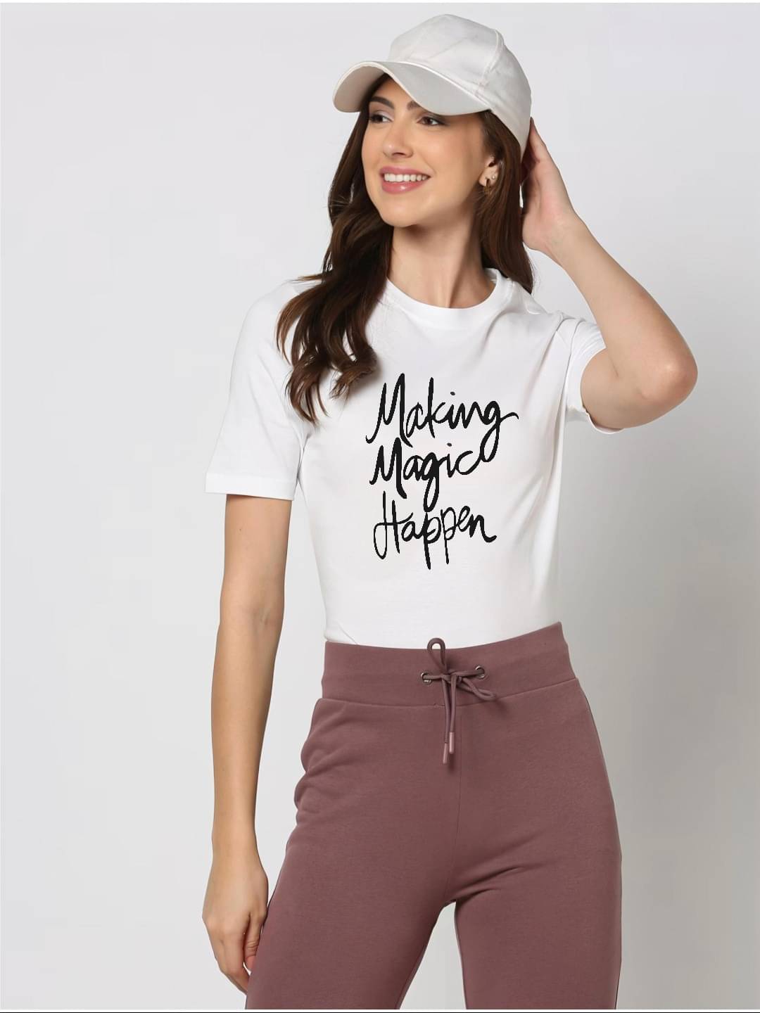 hesha Women Cotton Printed Regular Fit Round Neck T-Shirt ( White ) hesha Women Cotton Printed Regular Fit Round Neck T-Shirt ( White )