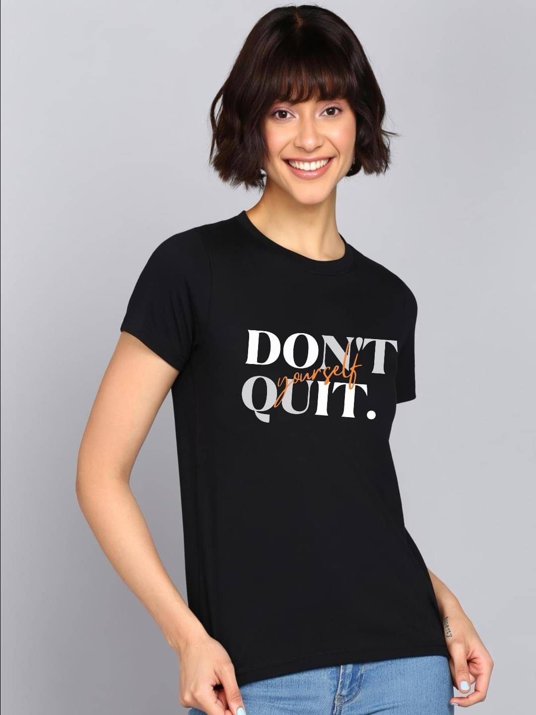     			hesha Women Cotton Printed Regular Fit Round Neck T-Shirt ( Black )