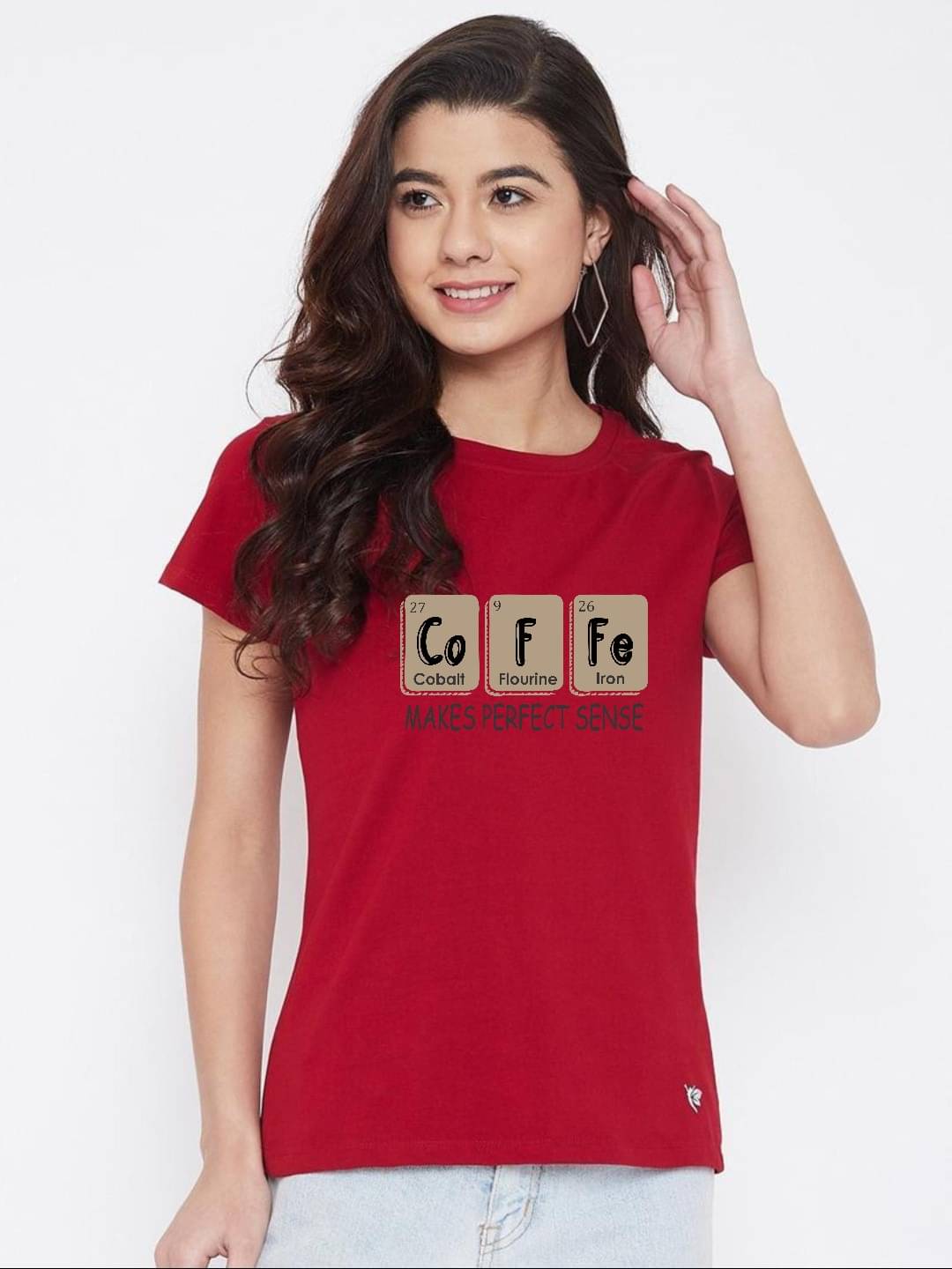 hesha Women Cotton Printed Regular Fit Round Neck T-Shirt ( Red ) hesha Women Cotton Printed Regular Fit Round Neck T-Shirt ( Red )