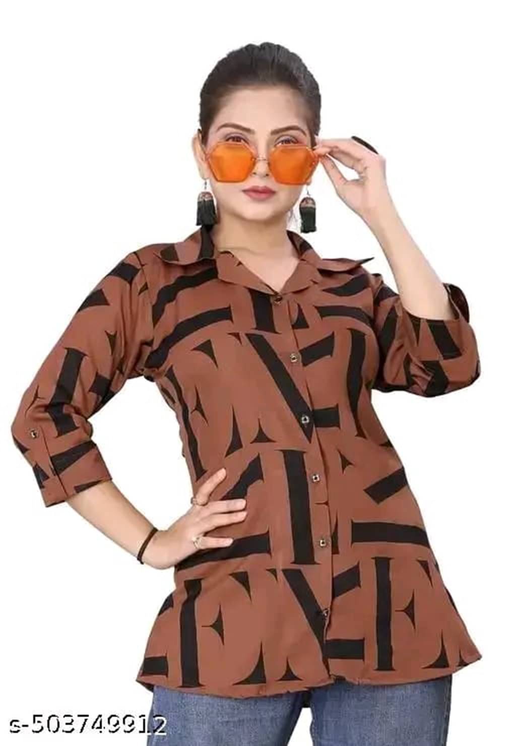     			shitdhey Women's Crepe A-Line Top ( Brown )