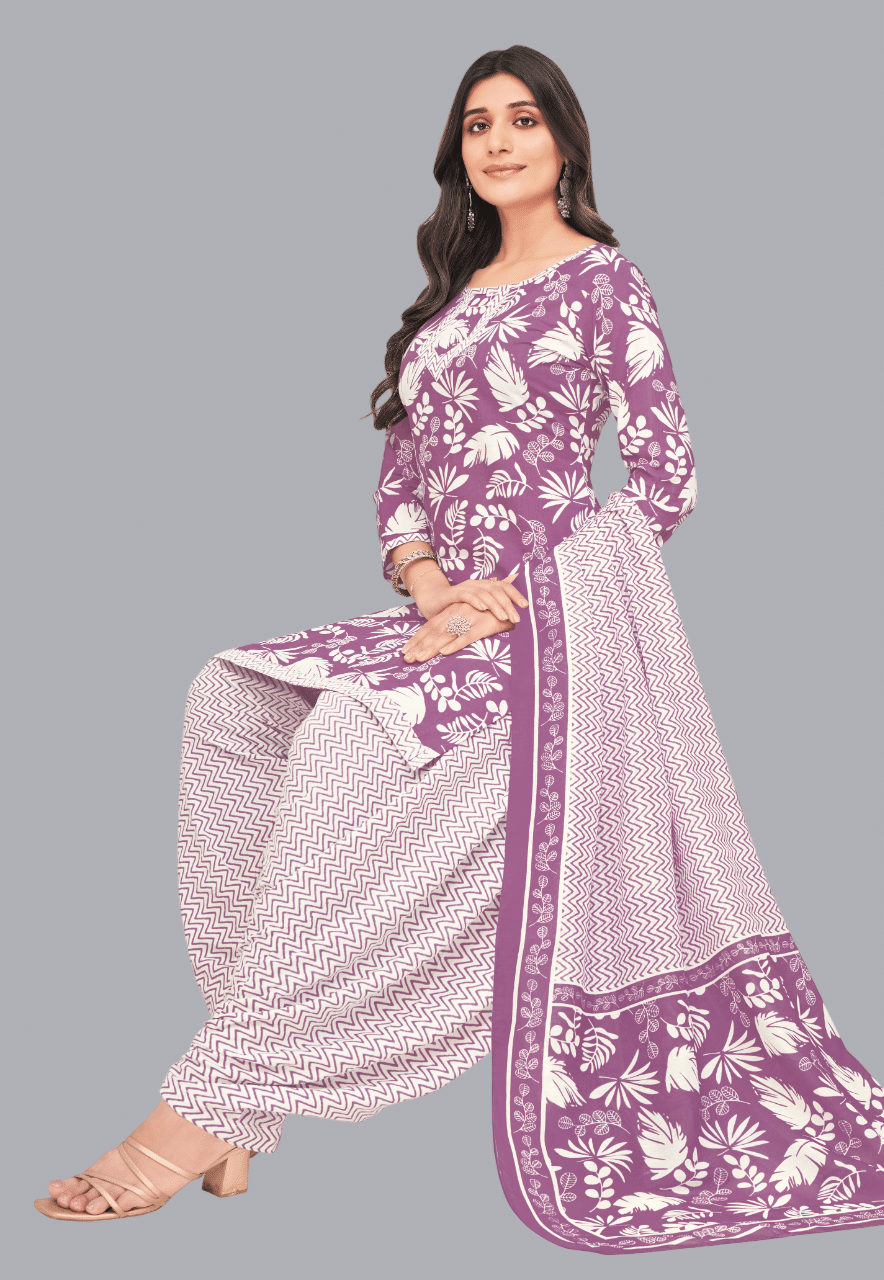 shree jeenmata collection Women Cotton Unstitched Dress Material ( Purple ) shree jeenmata collection Women Cotton Unstitched Dress Material ( Purple )
