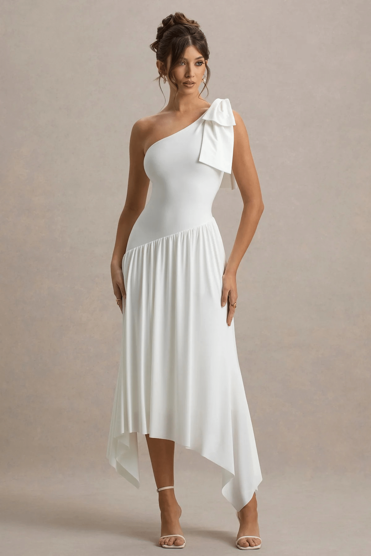 wanquila Women Lycra Solid Fit & Flare Dress ( White ) wanquila Women Lycra Solid Fit & Flare Dress ( White )