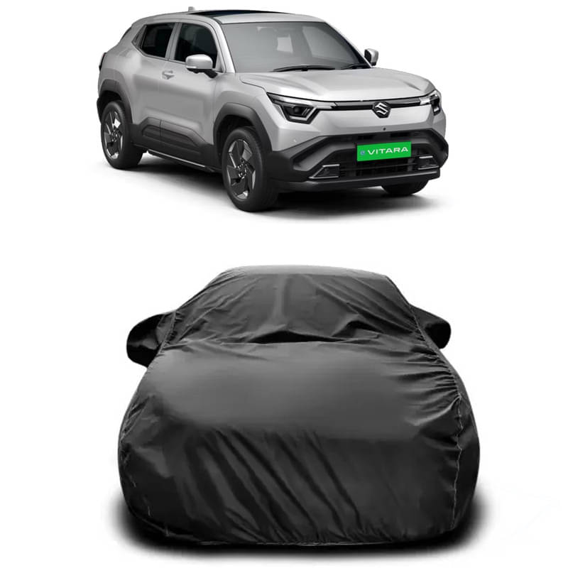DUFFEL Car Body Cover for Maruti E-Vitara Without Mirror Poacket (Pack of1, Black) DUFFEL Car Body Cover for Maruti E-Vitara Without Mirror Poacket (Pack of1, Black)