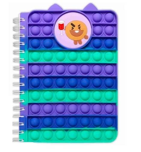     			FREEDY 1PC Pop It Notebook, Fidget Toy Silicone Push Bubbles Notebook Sensory Squeeze, A5 Spiral Notepad, Portable Pop Fidget Toy It Notebook, Relieve Stress for School Office