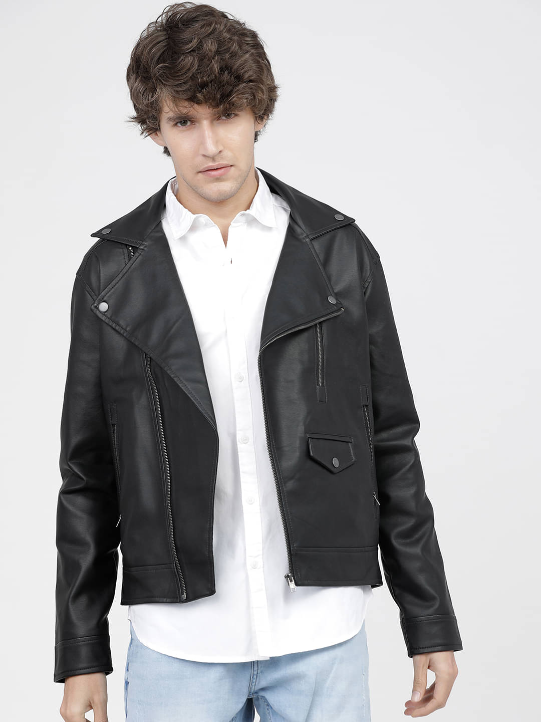 Highlander Polyester Blend Men's Leather Jacket - Black ( Pack of 1 ) Highlander Polyester Blend Men's Leather Jacket - Black ( Pack of 1 )
