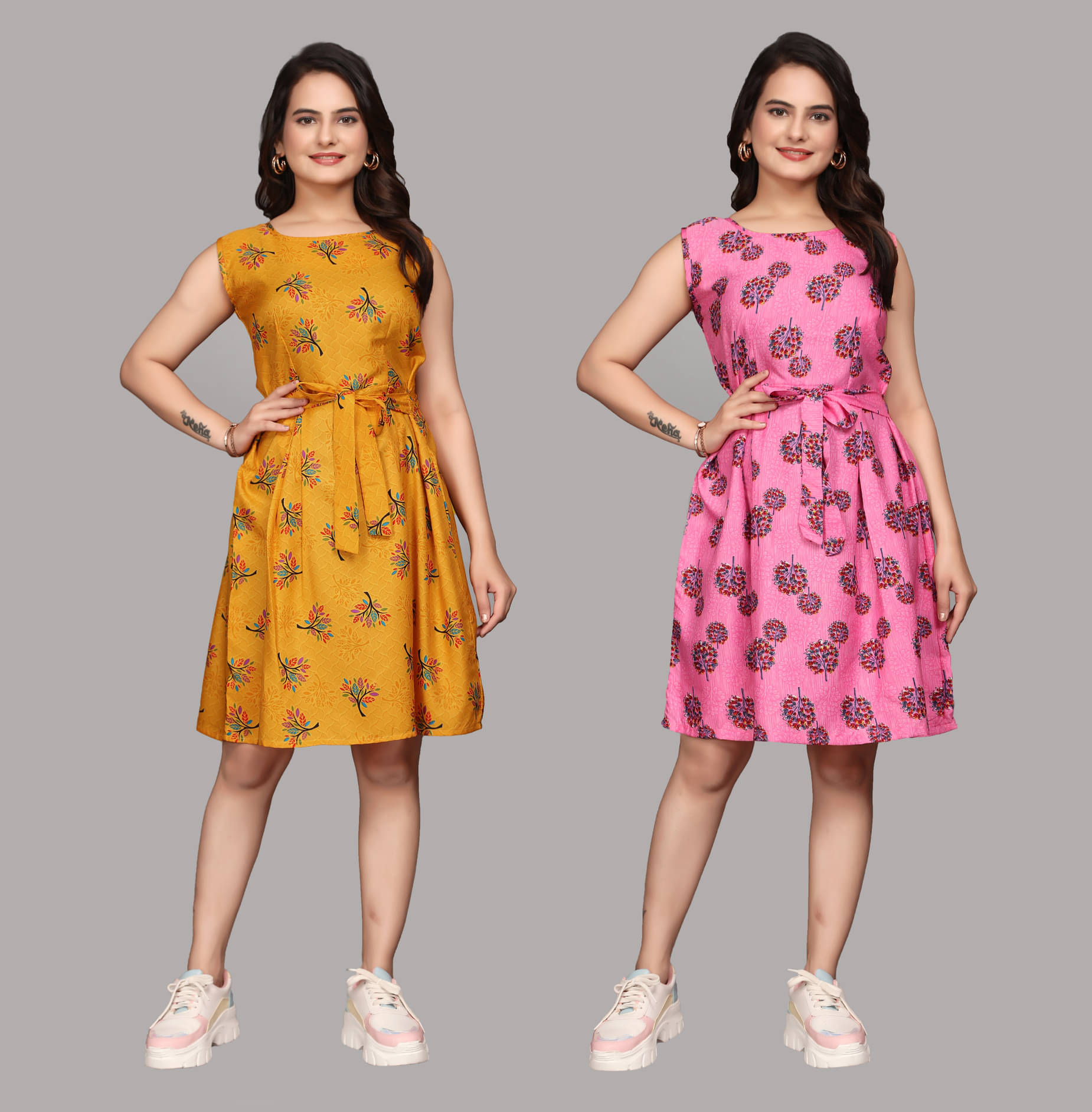 KALAVRITTA Women Crepe Printed Fit & Flare Dress ( Multicolor 4 ) KALAVRITTA Women Crepe Printed Fit & Flare Dress ( Multicolor 4 )
