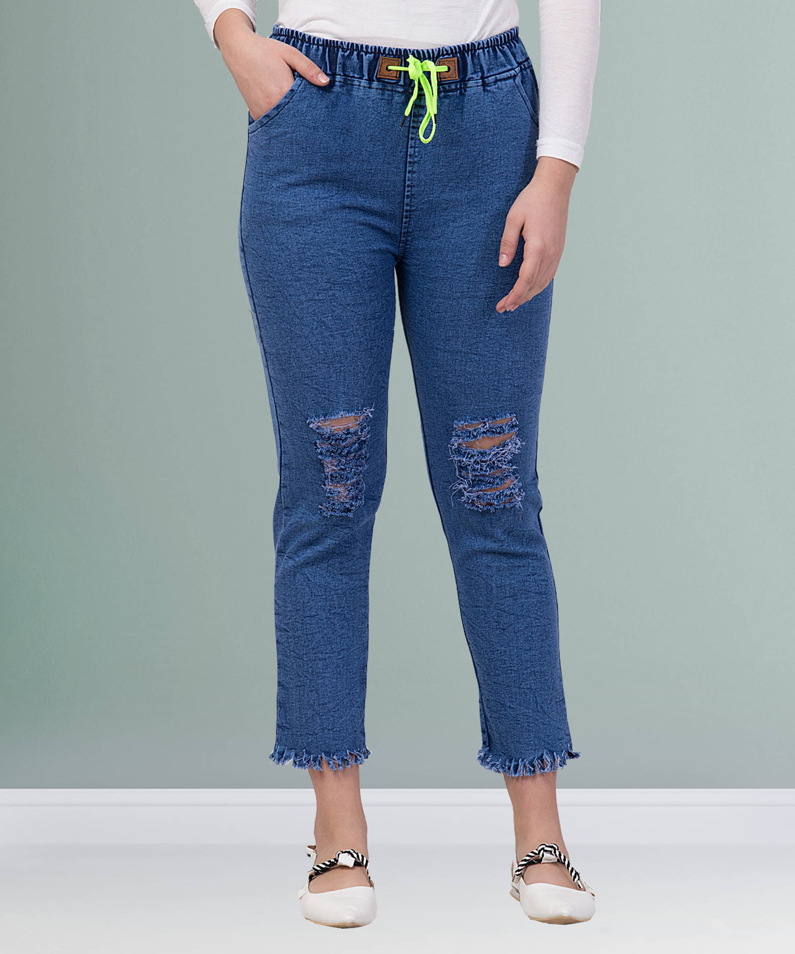     			NEUNK Women's Boyfriend Fit Mid-Rise Jeans ( Blue )