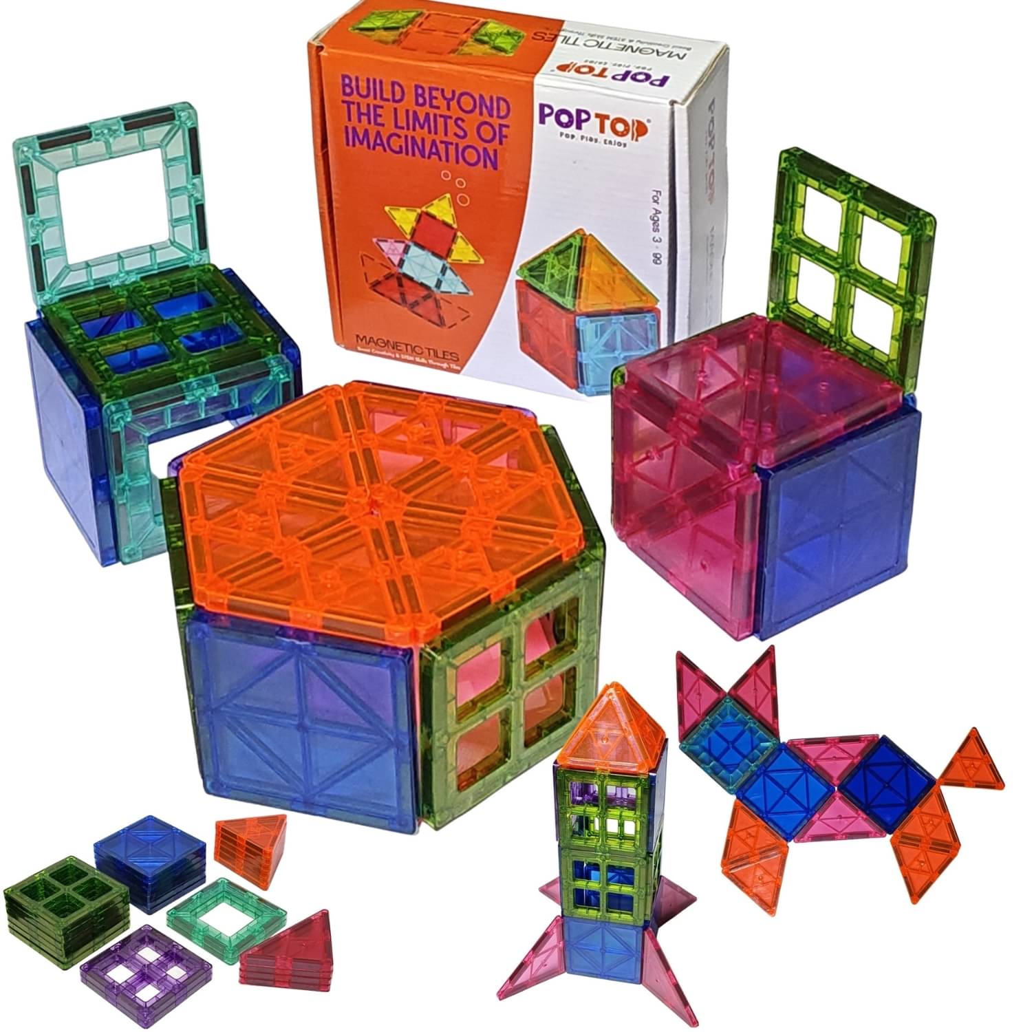     			POPTOP Magnetic Building Tiles – 26 Pieces | Multicolor | STEM Learning Toy for Kids (3+ Years) | Magnetic Construction Blocks | Safe & Durable