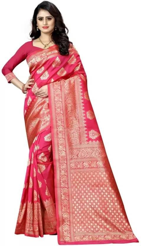 Saadhvi Silk Woven Saree With Unstitched Blouse Piece ( Pink )     			Saadhvi Silk Woven Saree With Unstitched Blouse Piece ( Pink )