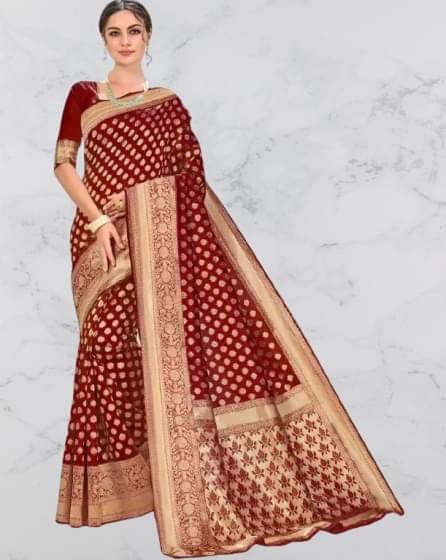 Saadhvi Silk Woven Saree With Unstitched Blouse Piece ( Maroon )     			Saadhvi Silk Woven Saree With Unstitched Blouse Piece ( Maroon )