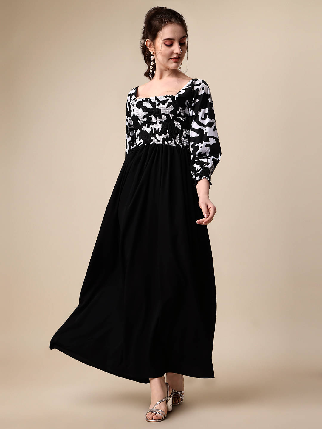 Sheetal associates Women Crepe Printed Maxi ( Black ) Sheetal associates Women Crepe Printed Maxi ( Black )
