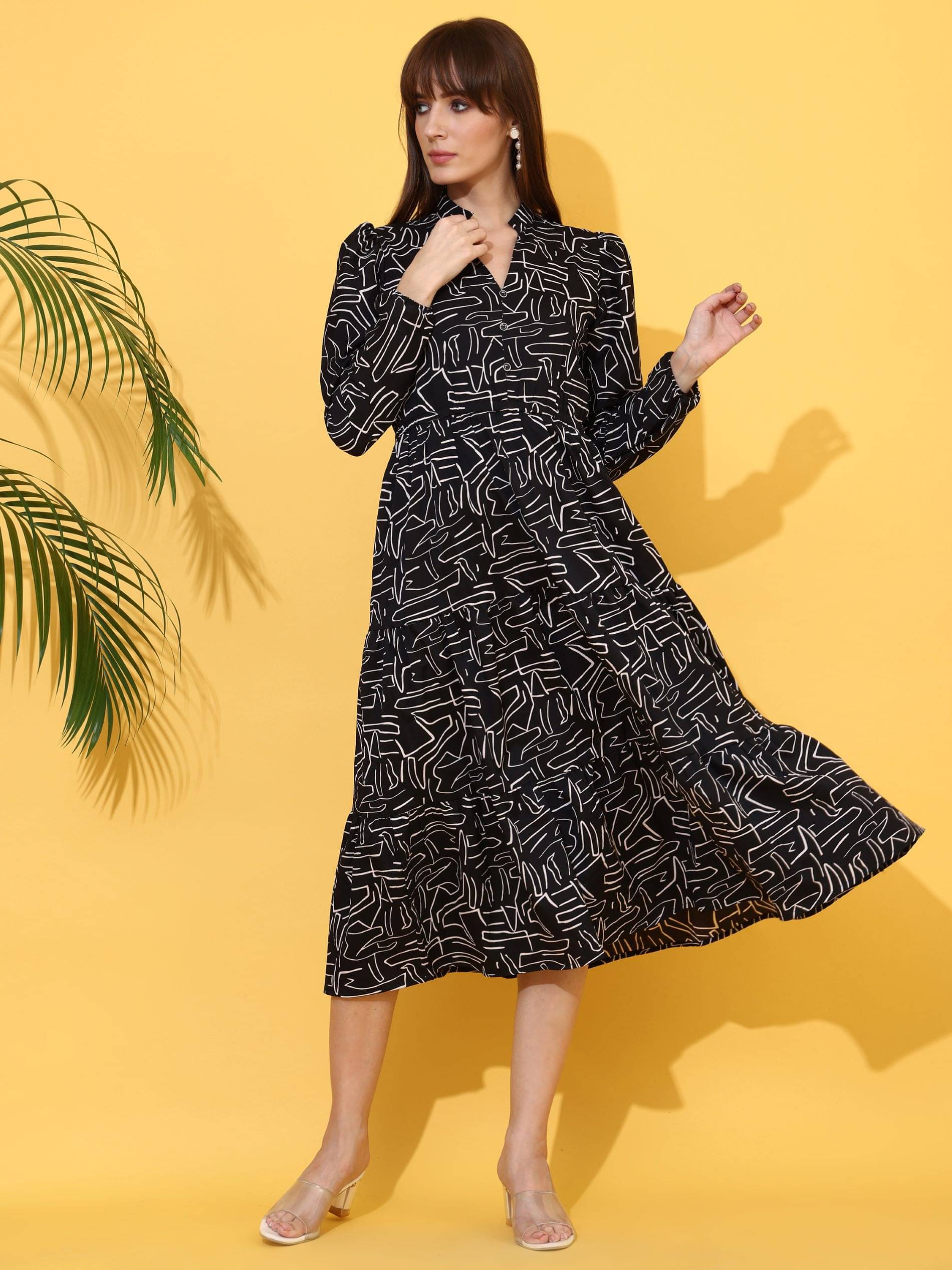 Sheetal associates Women Crepe Printed Fit & Flare Dress ( Black ) Sheetal associates Women Crepe Printed Fit & Flare Dress ( Black )