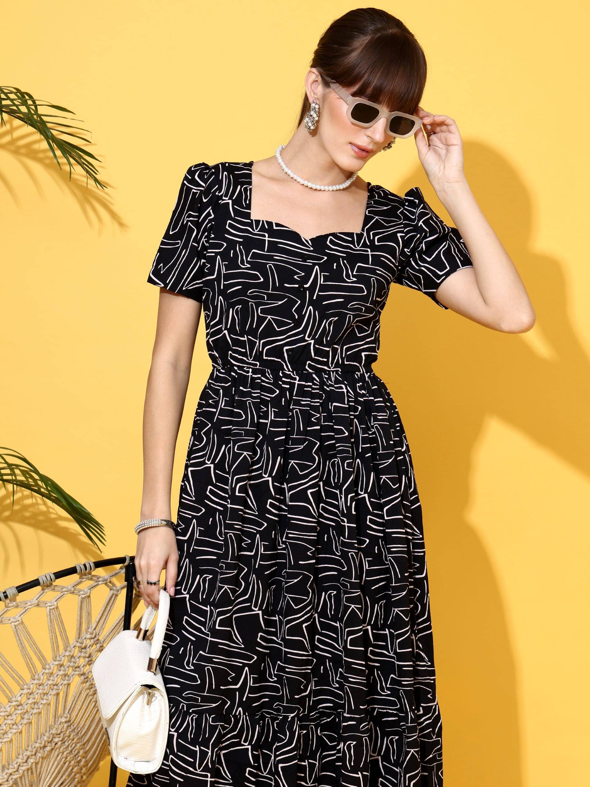 Sheetal associates Women Crepe Printed Gown ( Black )     			Sheetal associates Women Crepe Printed Gown ( Black )