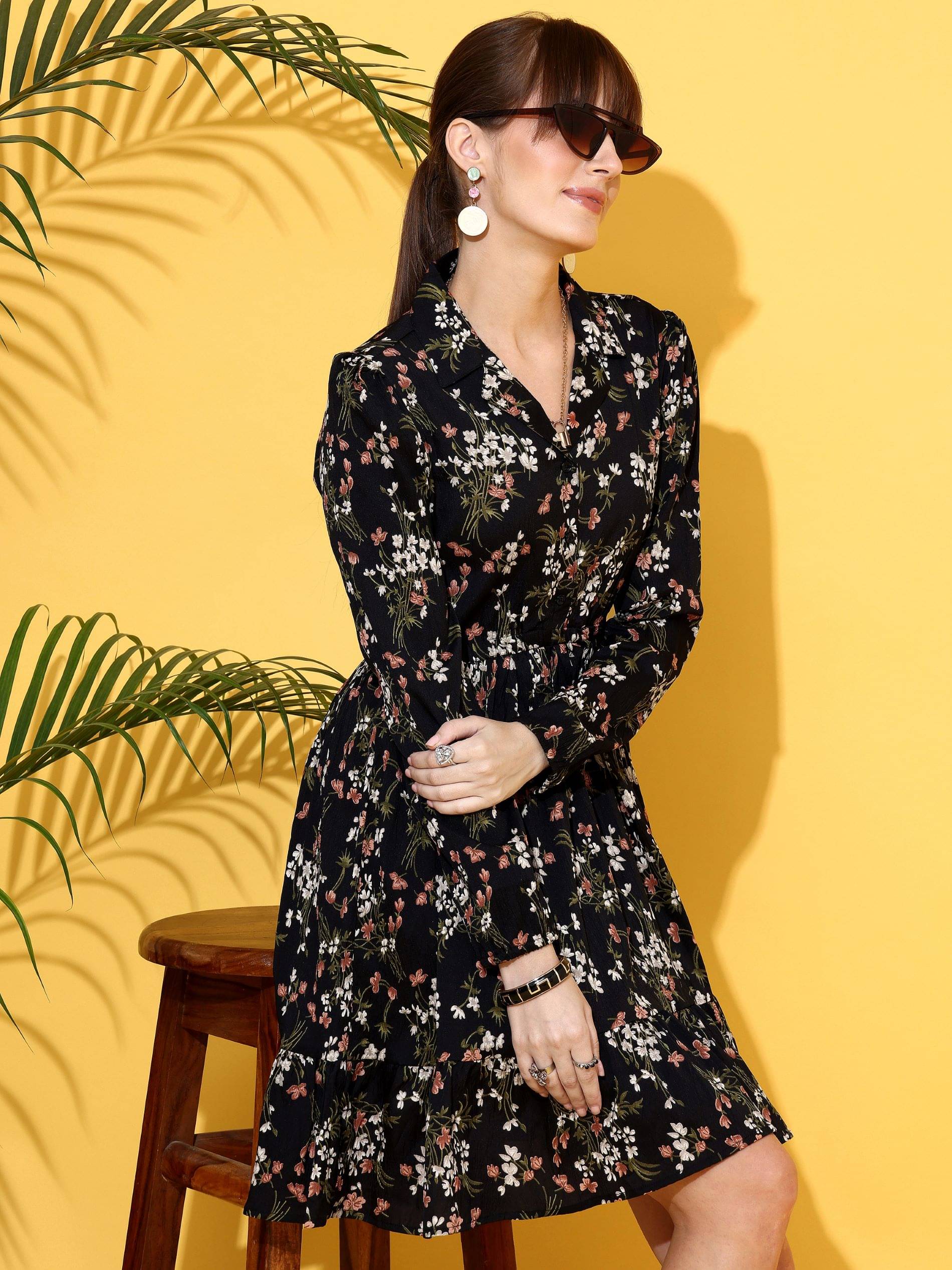     			Sheetal associates Women Crepe Printed Fit & Flare Dress ( Multicolor )