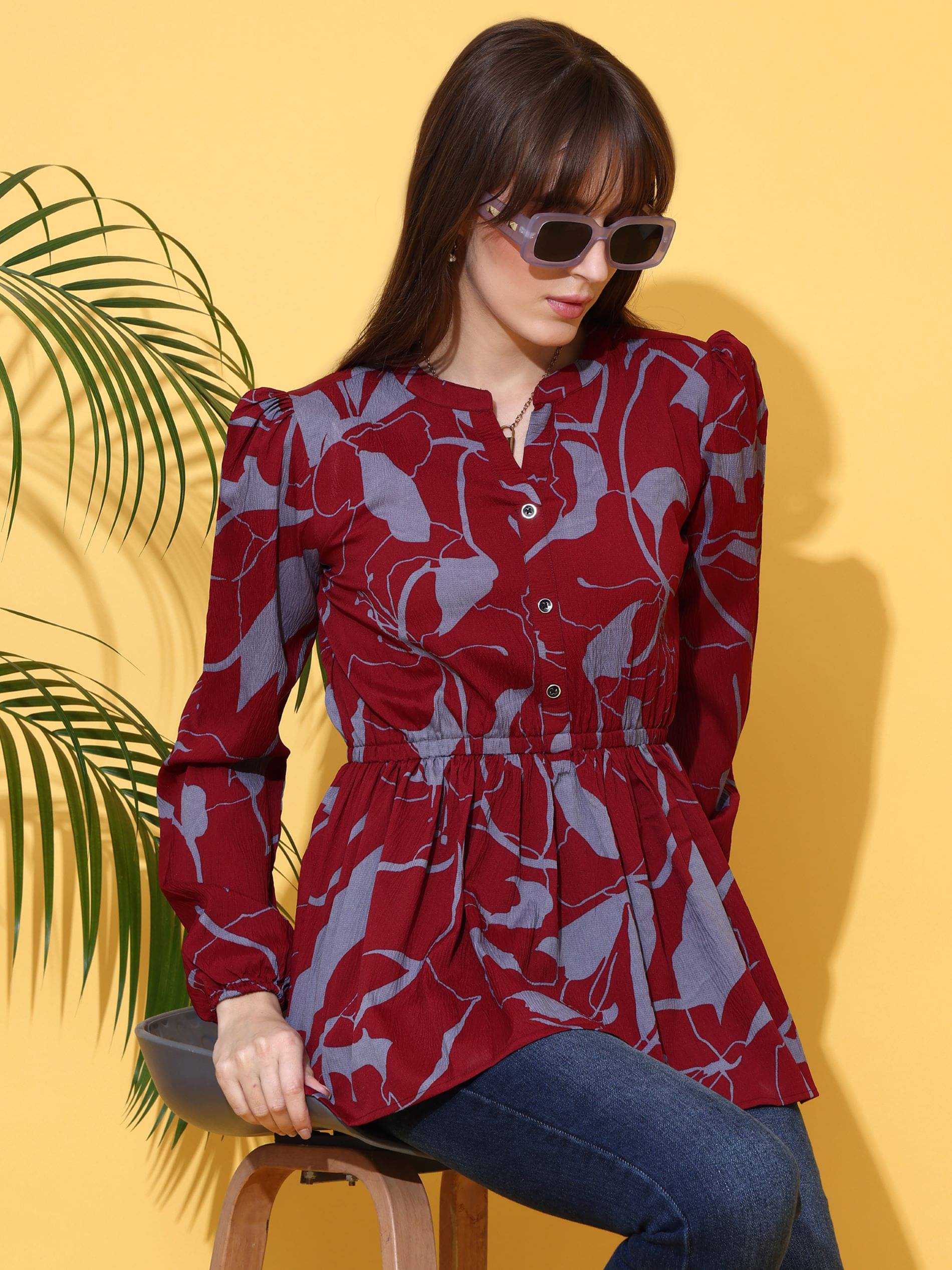    			Sheetal associates Women's Crepe Peplum Top ( Maroon )
