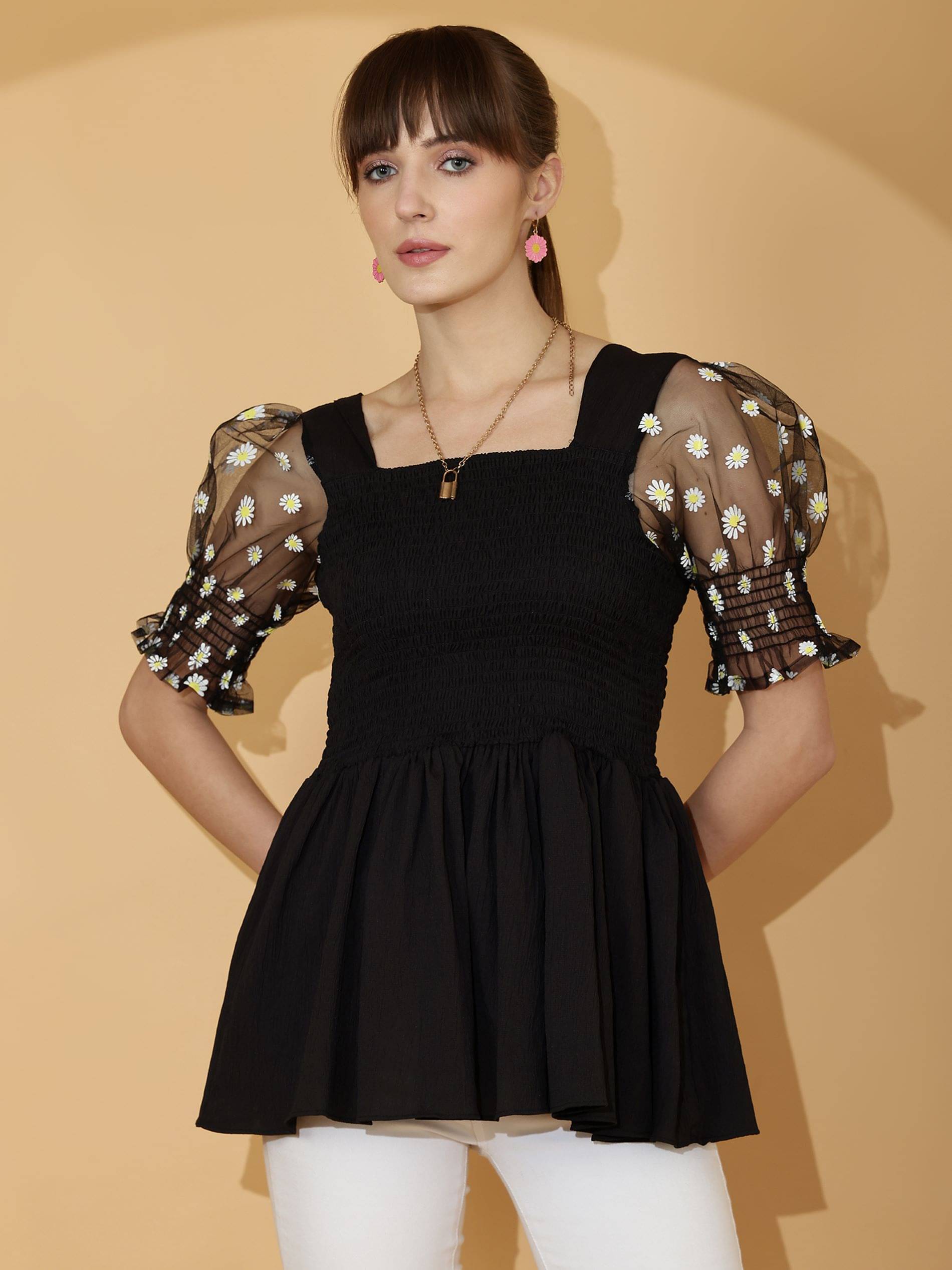     			Sheetal associates Women's Crepe Regular Top ( Black )