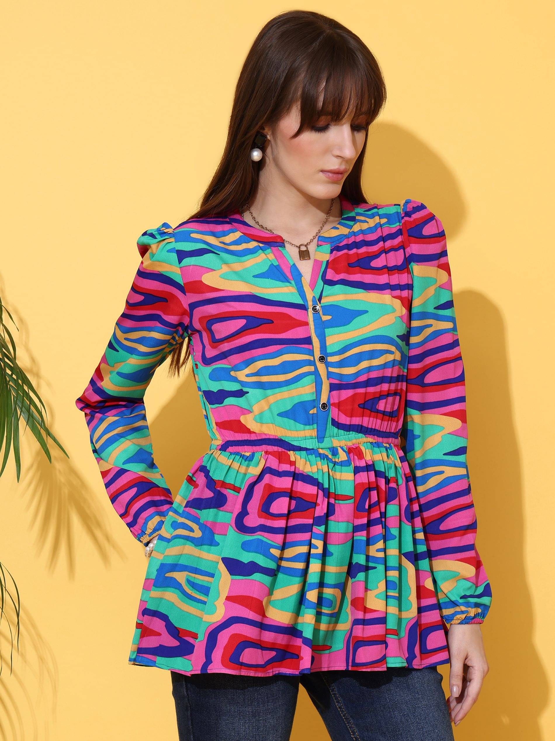 Sheetal associates Women's Crepe Peplum Top ( Multicolor 5 ) Sheetal associates Women's Crepe Peplum Top ( Multicolor 5 )