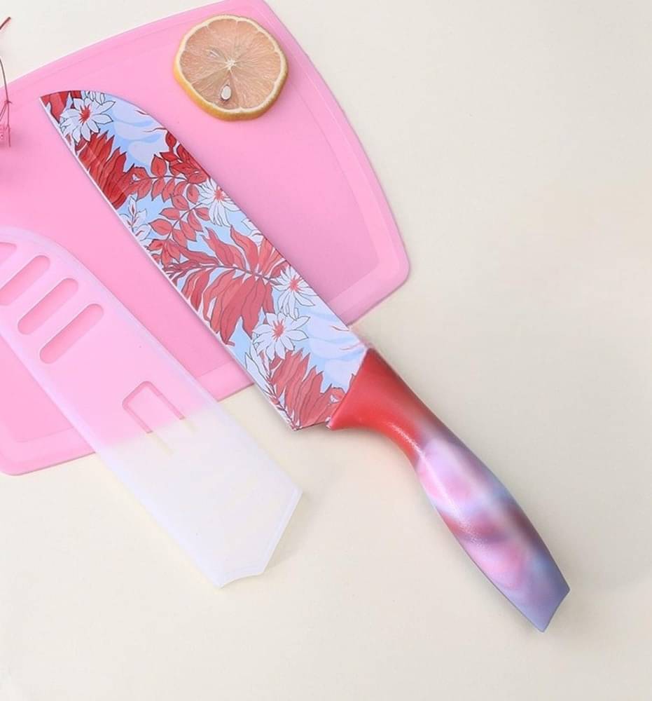     			Stainless steel Santoku Knife, Ergonomic Comfort Grip Handle, Asian Chef's Knives with Protective Blade Cover for Kitchen & Restaurant