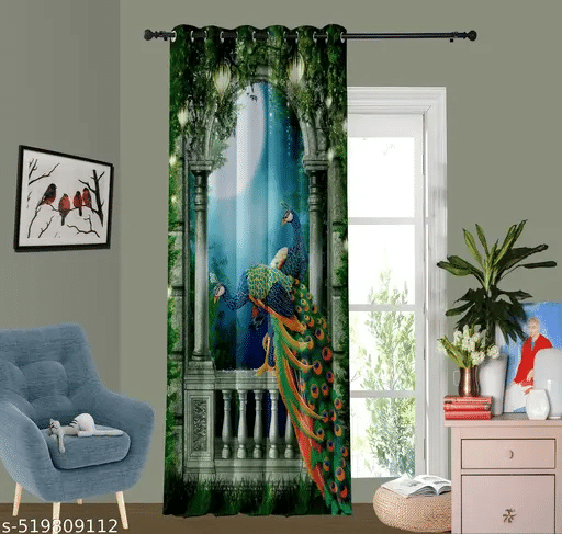     			Tramb Abstract Room Darkening Eyelet Curtain 7 FT ( Pack of 1 ) - Multi Color