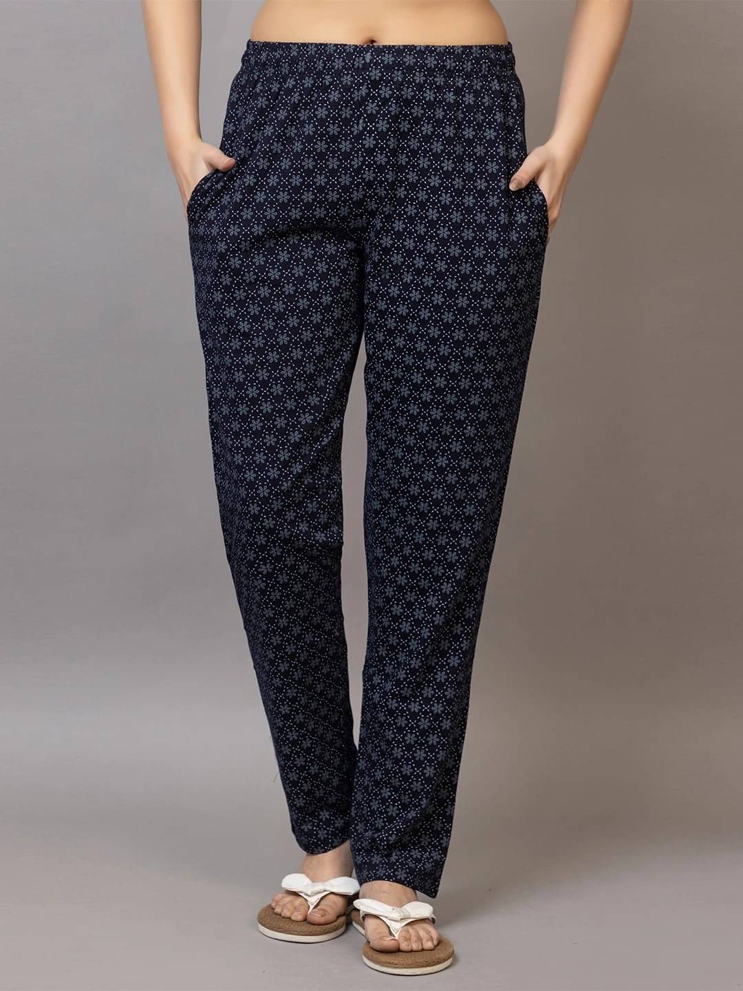     			Xenios Navy Blue Cotton Blend Women's Nightwear Pyjama ( Pack of 1 )