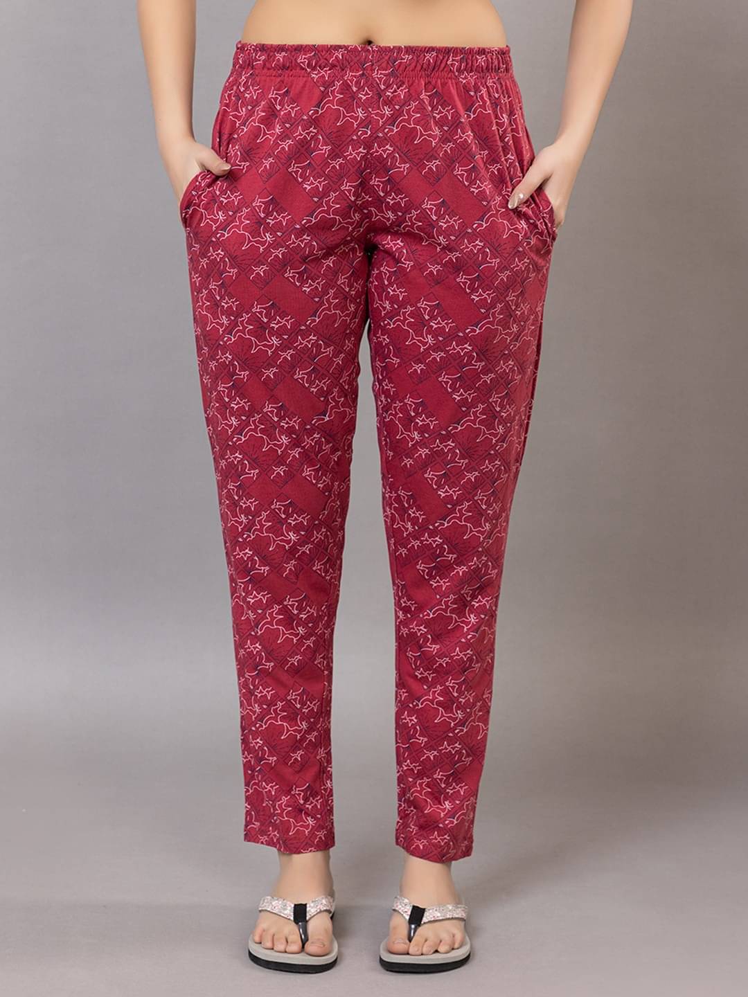     			Xenios Red Cotton Blend Women's Nightwear Pyjama ( Pack of 1 )