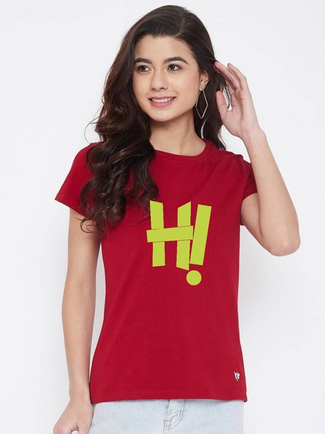 hesha Women Cotton Printed Regular Fit Round Neck T-Shirt ( Red ) hesha Women Cotton Printed Regular Fit Round Neck T-Shirt ( Red )