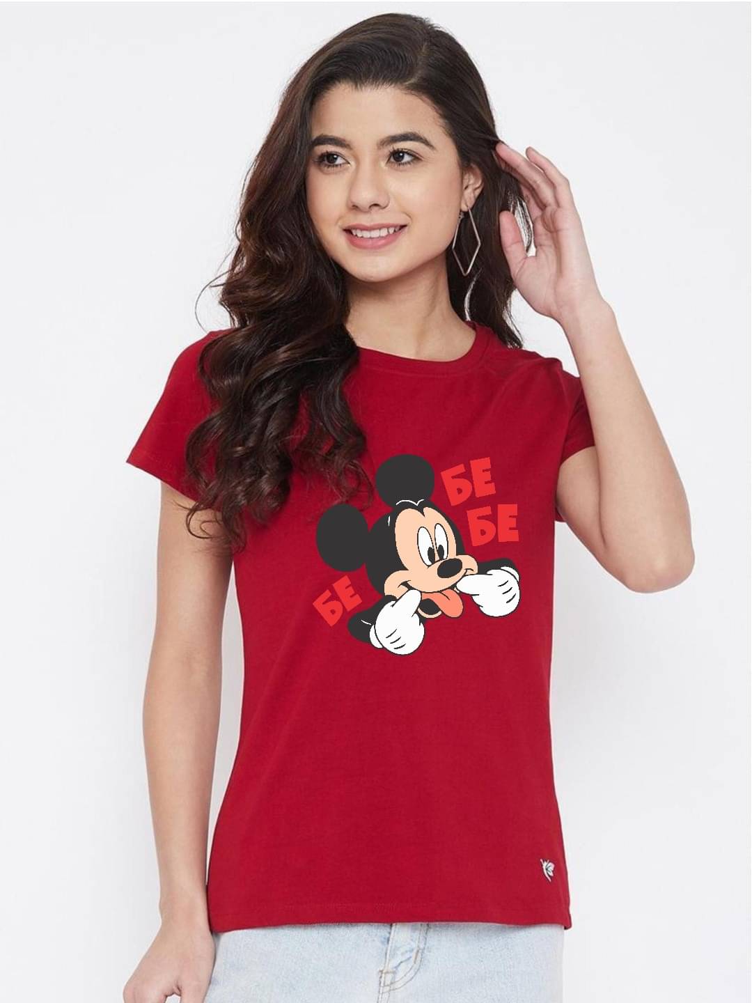     			hesha Women Cotton Printed Regular Fit Round Neck T-Shirt ( Red )