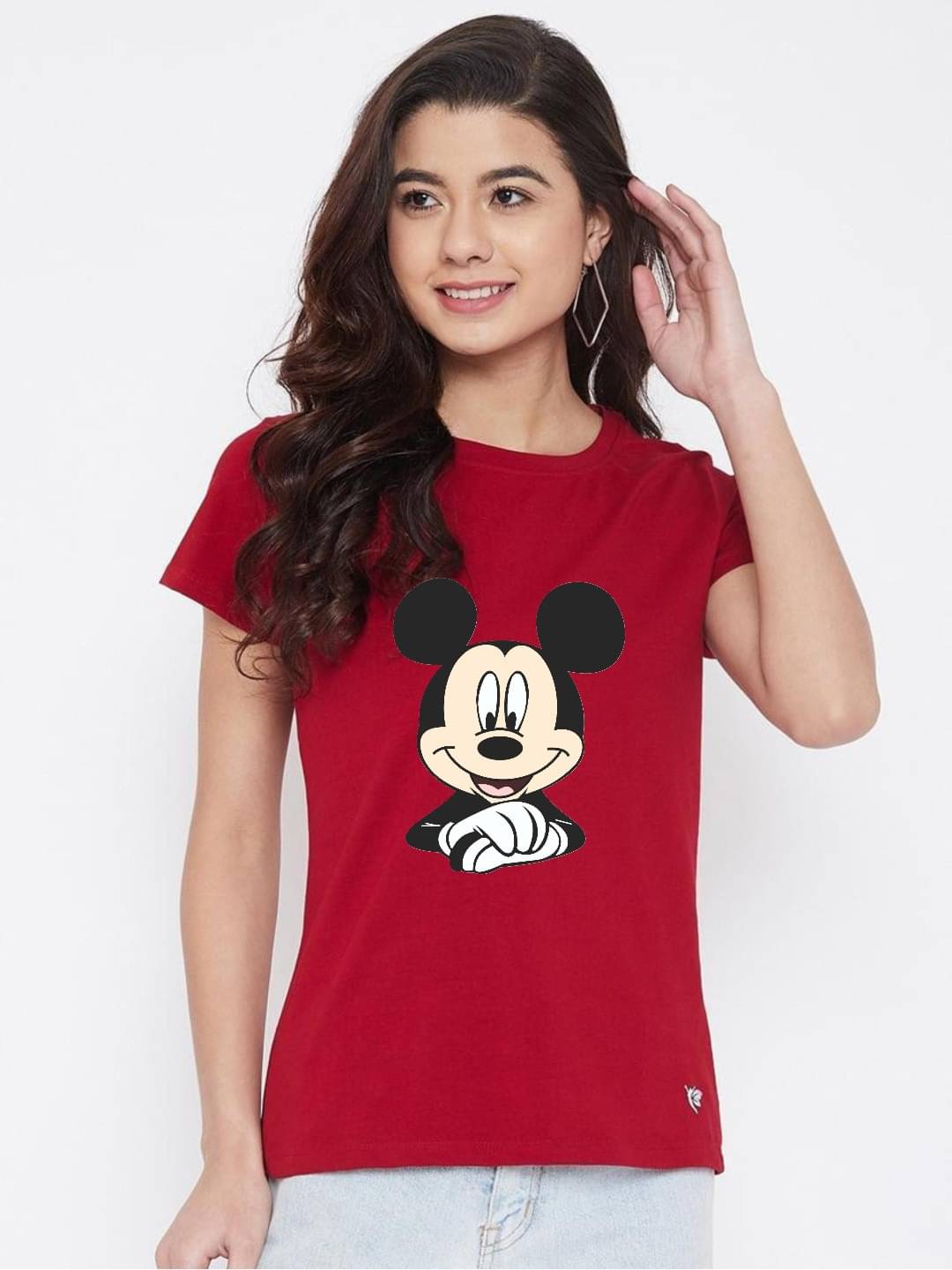 hesha Women Cotton Printed Regular Fit Round Neck T-Shirt ( Red )     			hesha Women Cotton Printed Regular Fit Round Neck T-Shirt ( Red )
