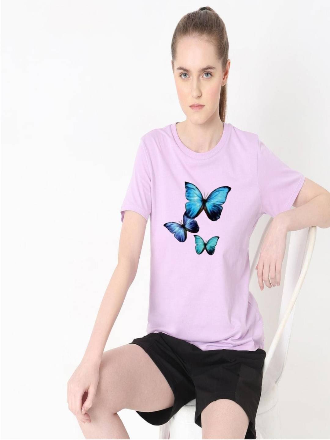 hesha Women Cotton Printed Regular Fit Round Neck T-Shirt ( Purple ) hesha Women Cotton Printed Regular Fit Round Neck T-Shirt ( Purple )