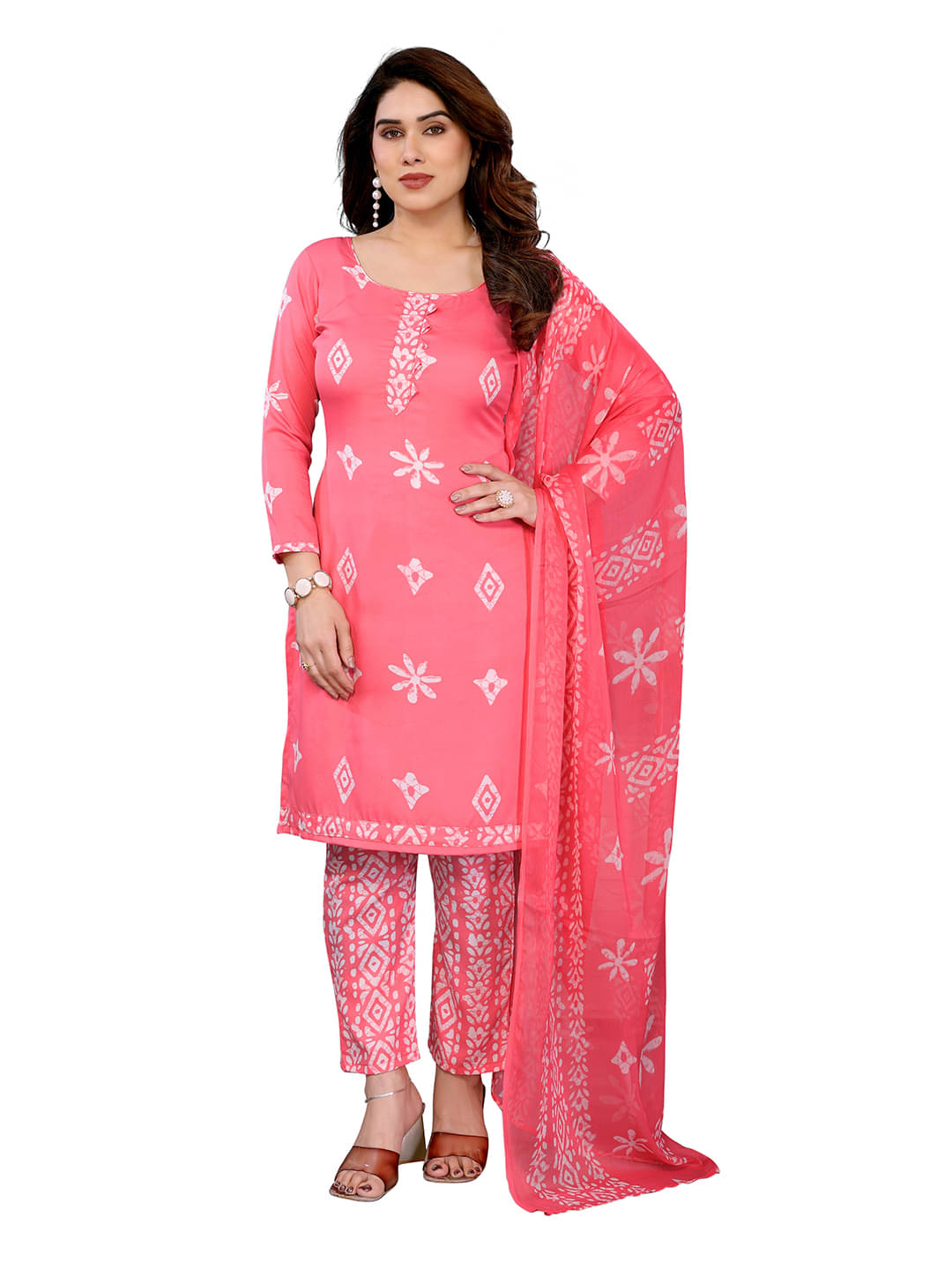 ANAND SAREES Women Crepe Unstitched Dress Material ( PEACH ) ANAND SAREES Women Crepe Unstitched Dress Material ( PEACH )