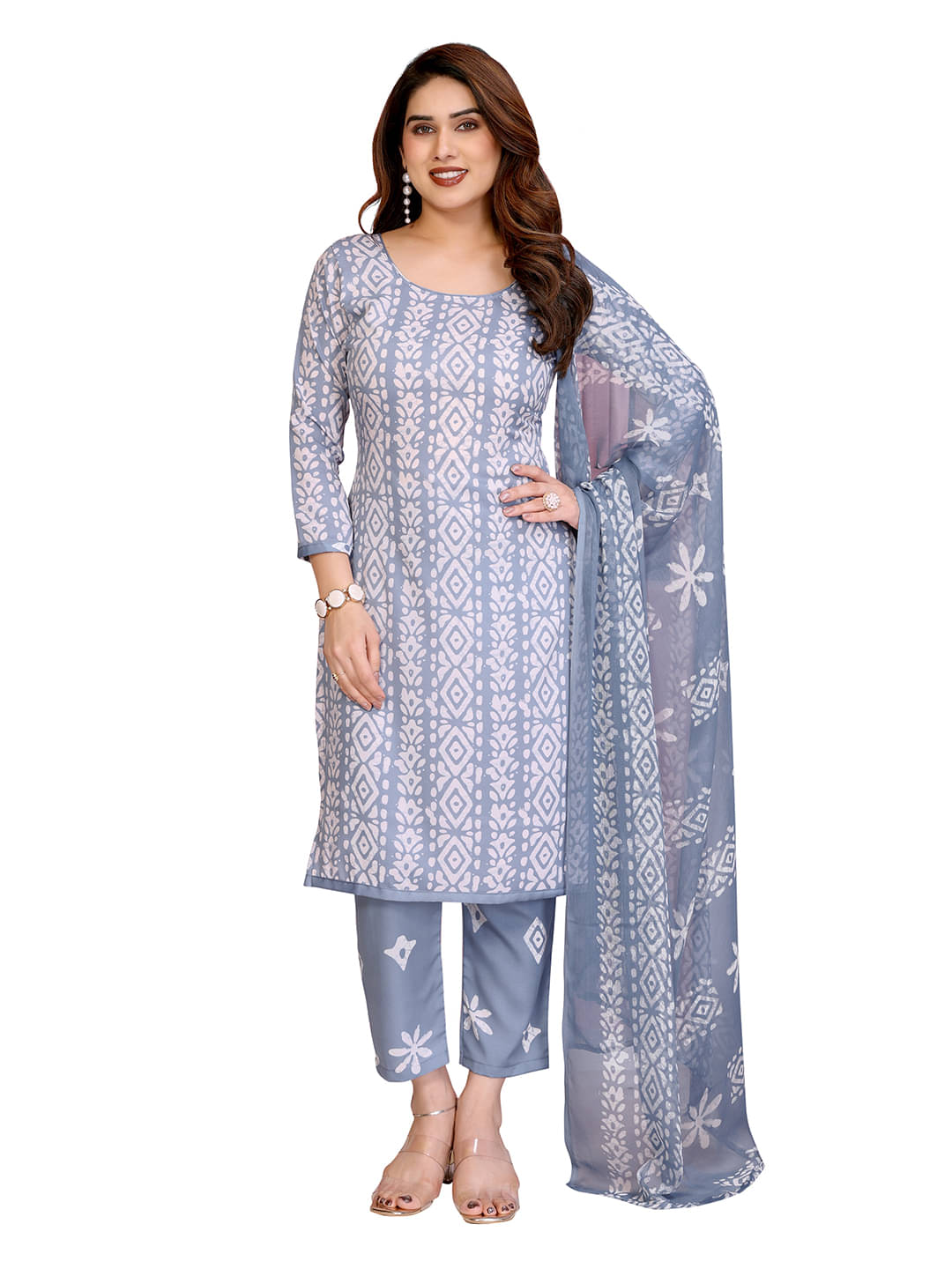     			ANAND SAREES Women Crepe Unstitched Dress Material ( GREY )