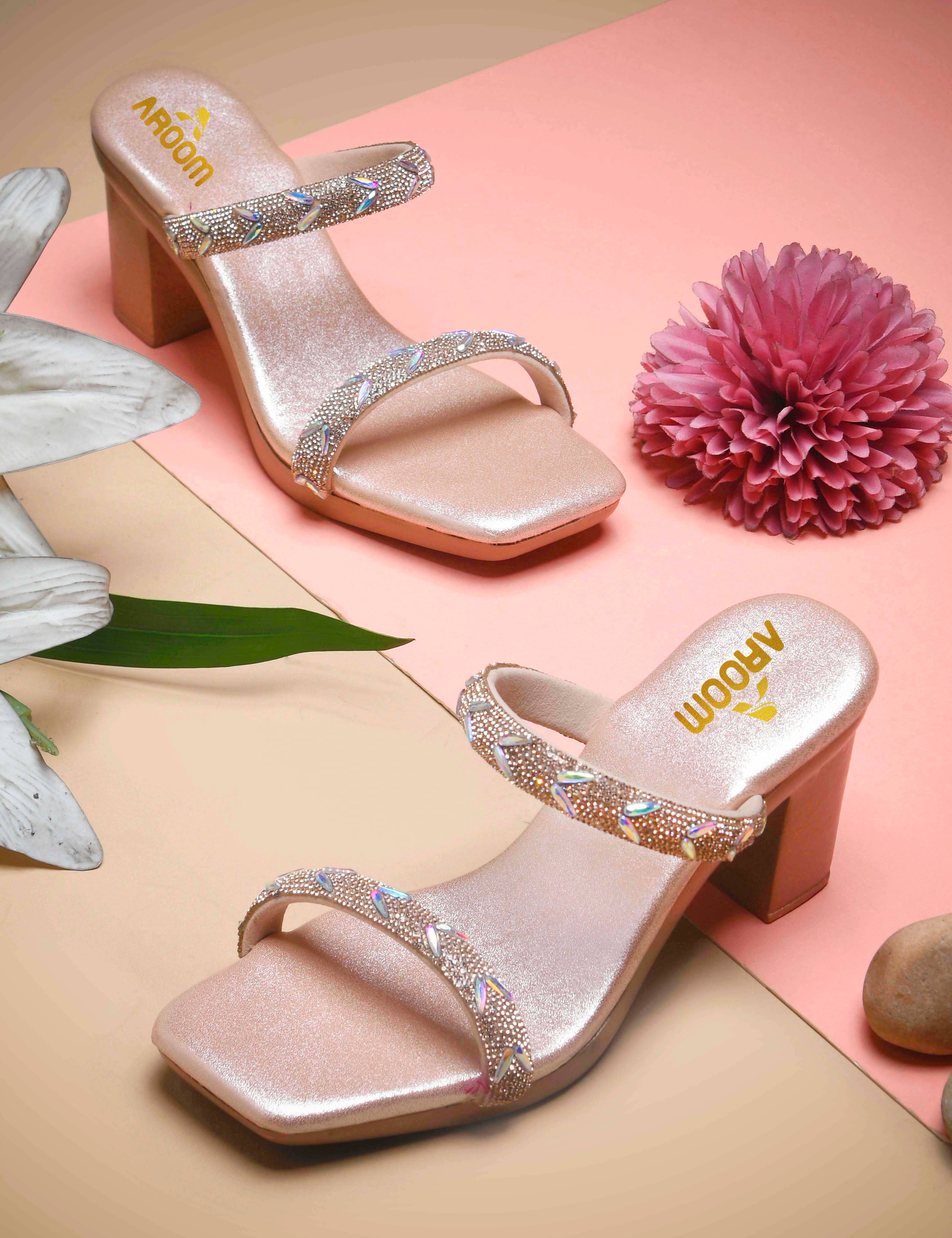     			Aroom Peach Women's Slip On Heels