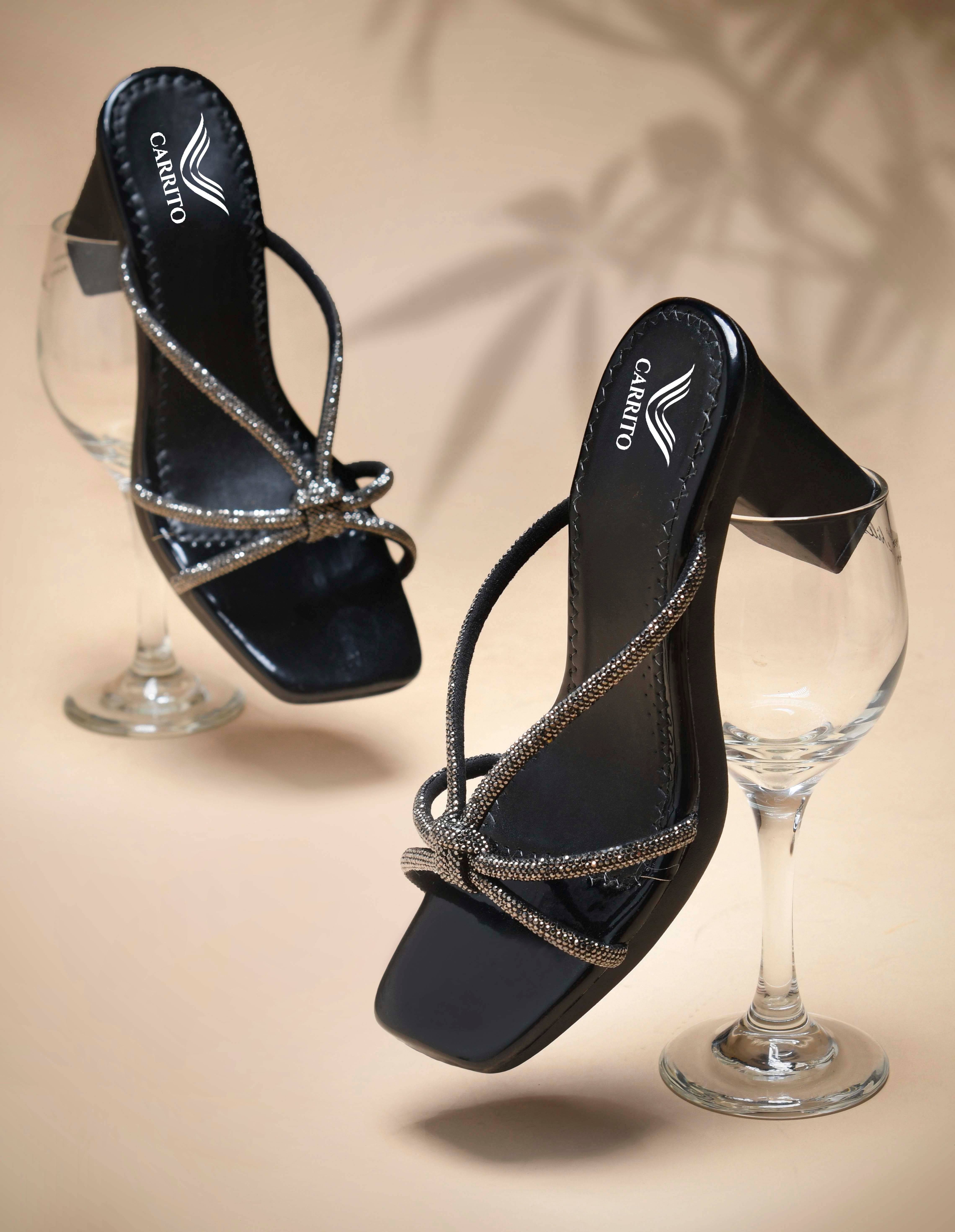 Carrito Black Women's Sandal Heels     			Carrito Black Women's Sandal Heels