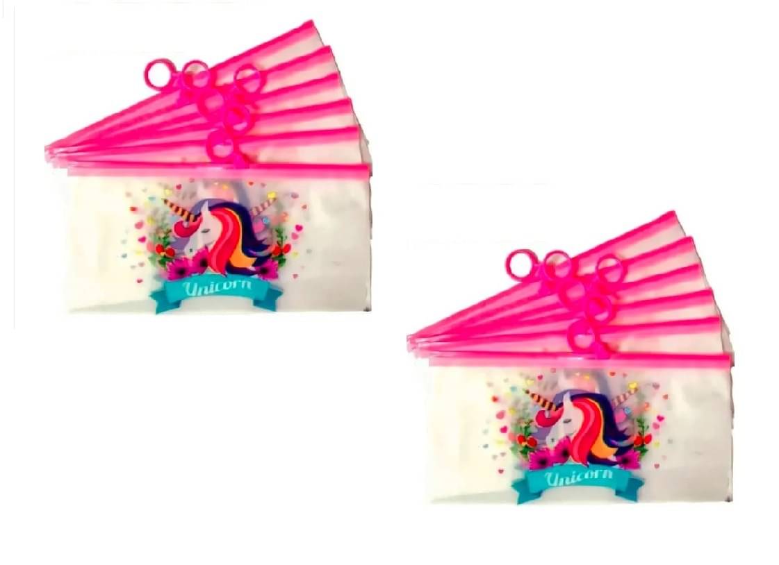     			ECLET UNICORN Design Stationery Zip Pouch for Pen Pencil and Multi Utility Best for Return Navratri Gifts Mix Design Party Favor Return Gift for Kids in Bulk Storage Pouch Cosmetic Pouch (12pcs)