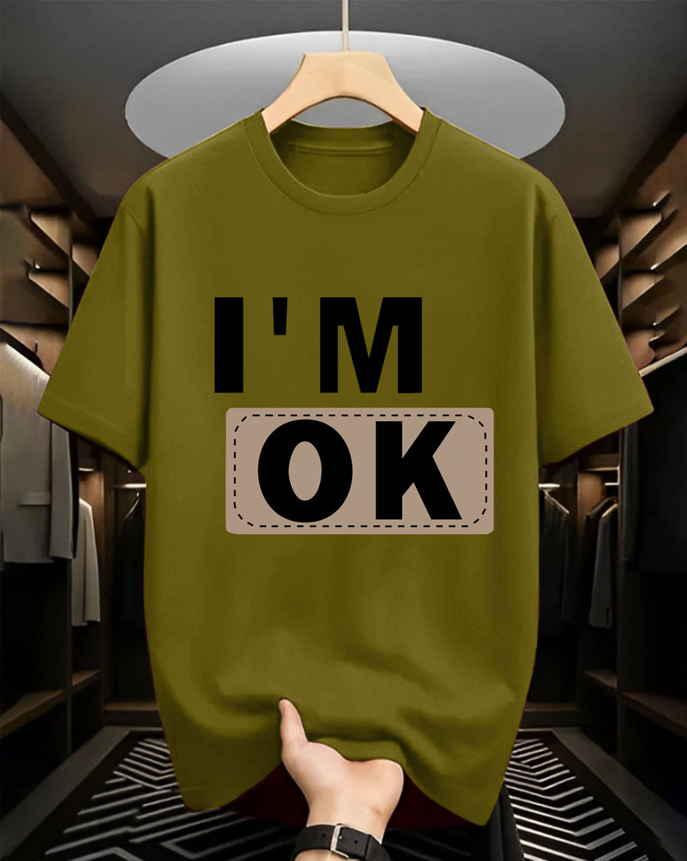 ENITOR Men Cotton Blend Oversized Fit Printed T-Shirt ( Green ) ENITOR Men Cotton Blend Oversized Fit Printed T-Shirt ( Green )