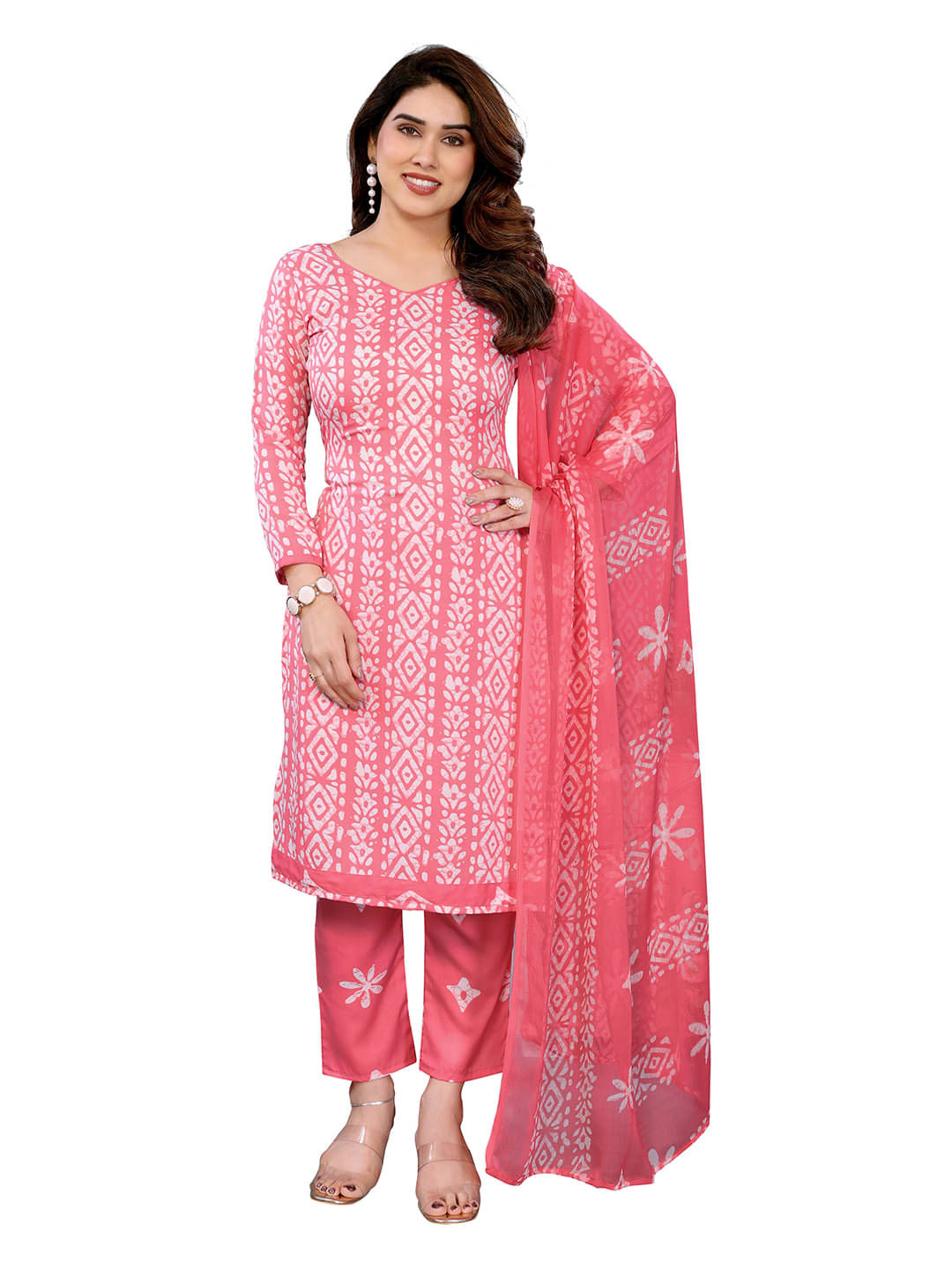     			Kashvi Sarees Women Crepe Unstitched Dress Material ( PEACH )